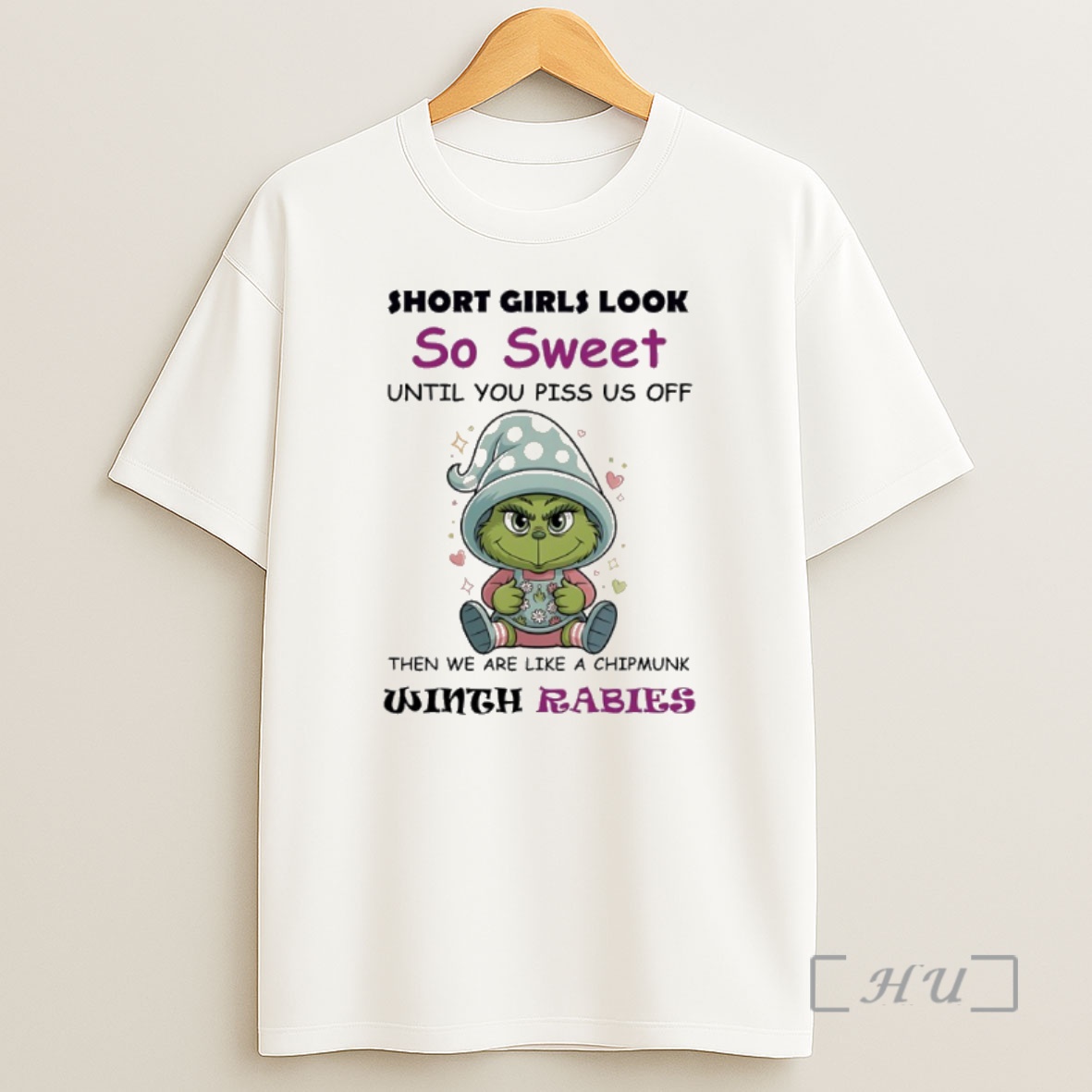 Officials Grinch X Gnome Short Girls Look So Sweet Until You Piss Us Off Then We Are Like A Chipmunk With Rabies Premium Shirt Sweatshirt Tee