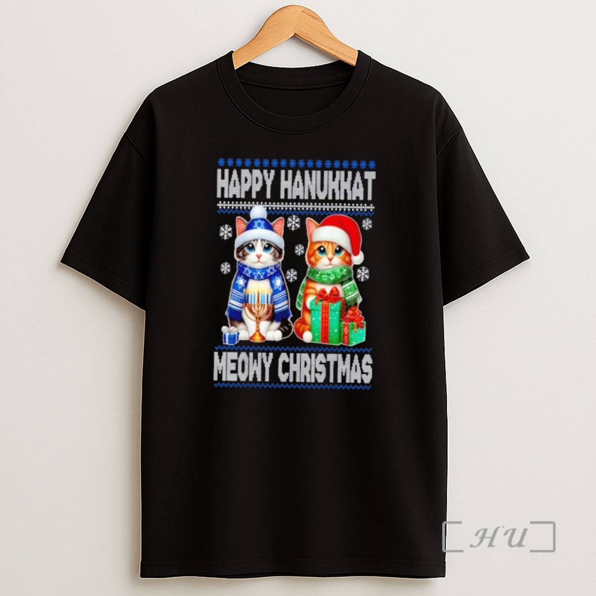 Officials Happy Hanukkat Meowy Ugly Christmas Sweat Premium Shirt Sweatshirt Tee