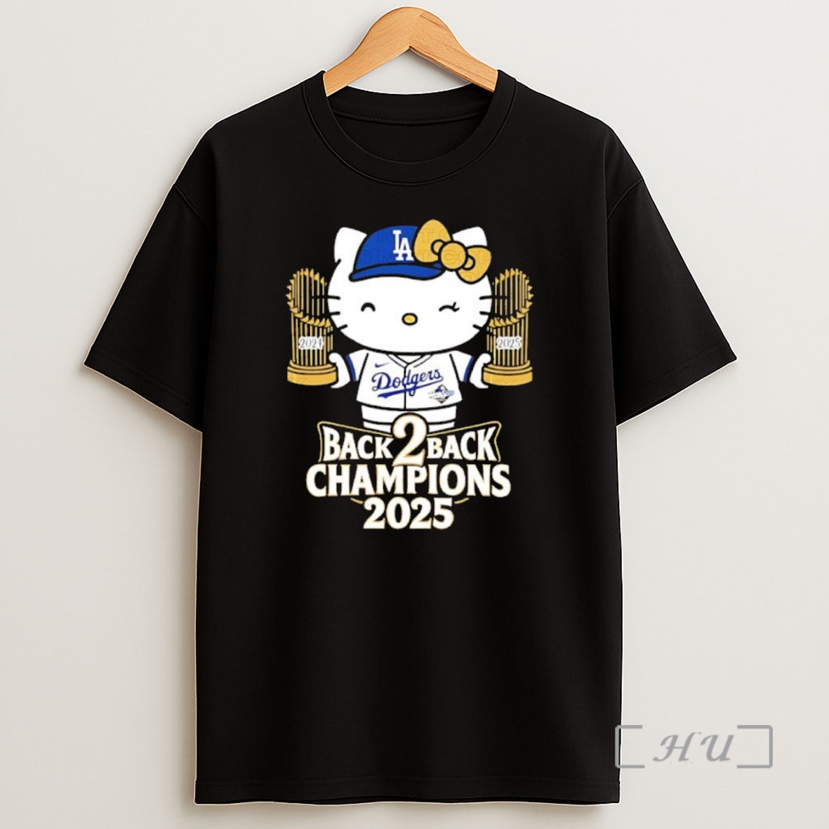 Officials Hello Kitty Dodgers Back 2 Back Champions Black Premium Shirt Sweatshirt Tee