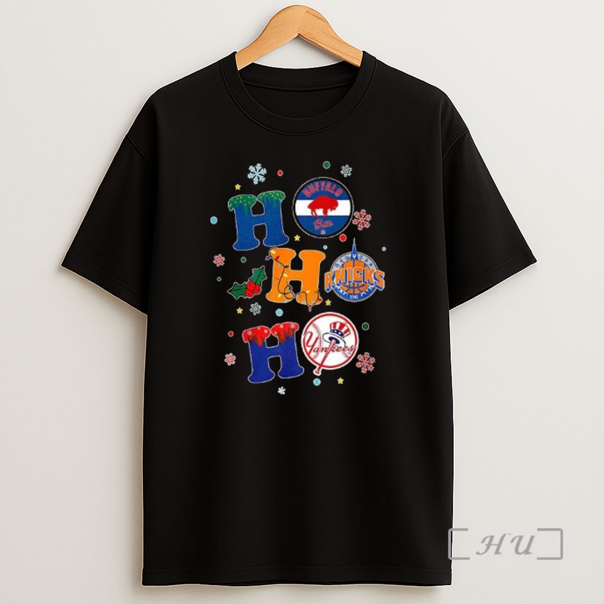Officials Ho Ho Ho Buffalo Bill New York Knicks And New York Yankees Merry Christmas Premium Shirt Sweatshirt Tee