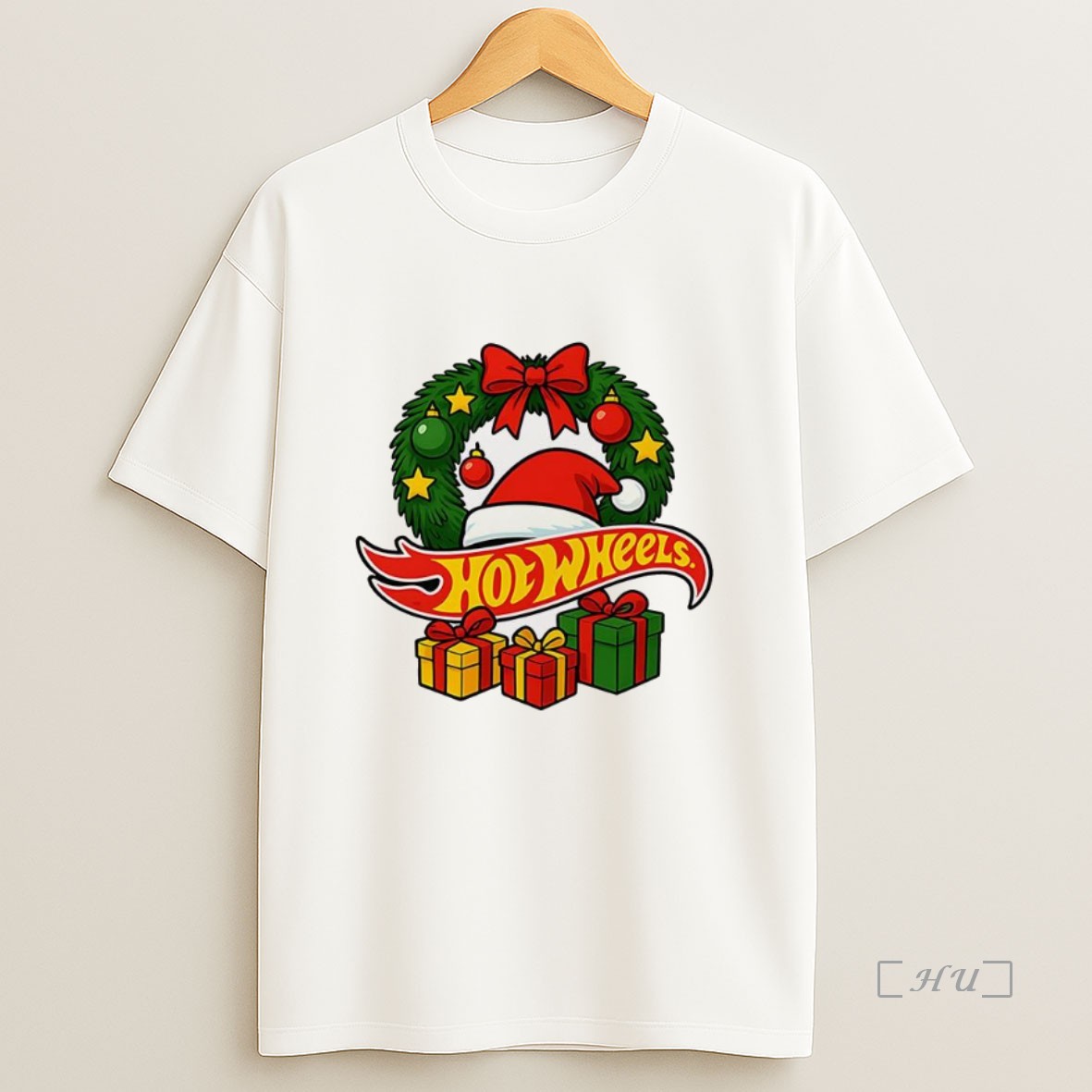 Officials Hotwheels Christmas Laurel Wreath Santa Hat Gift Premium Shirt Sweatshirt Tee
