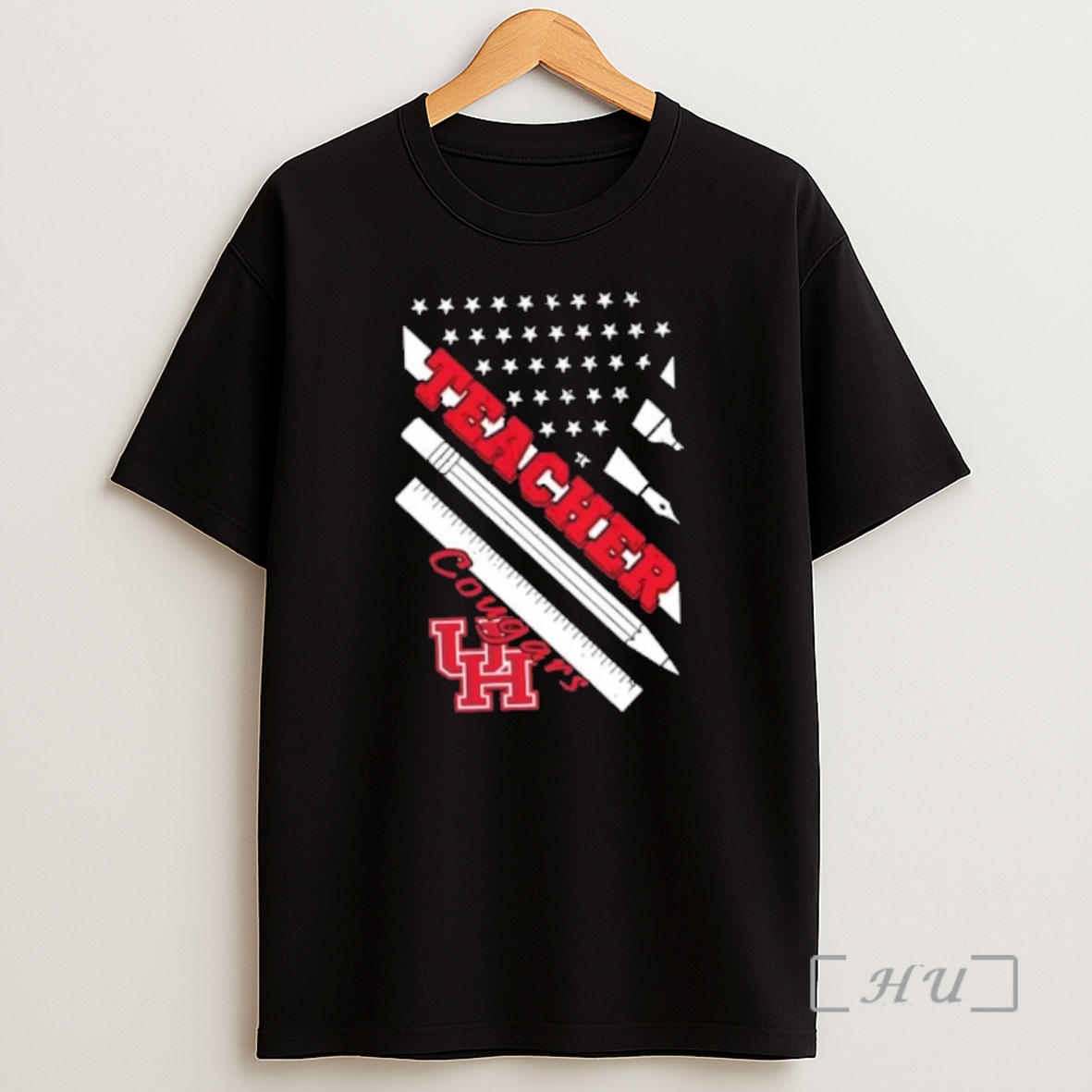 Officials Houston Cougars X Teacher American Flag Premium Shirt Sweatshirt Tee