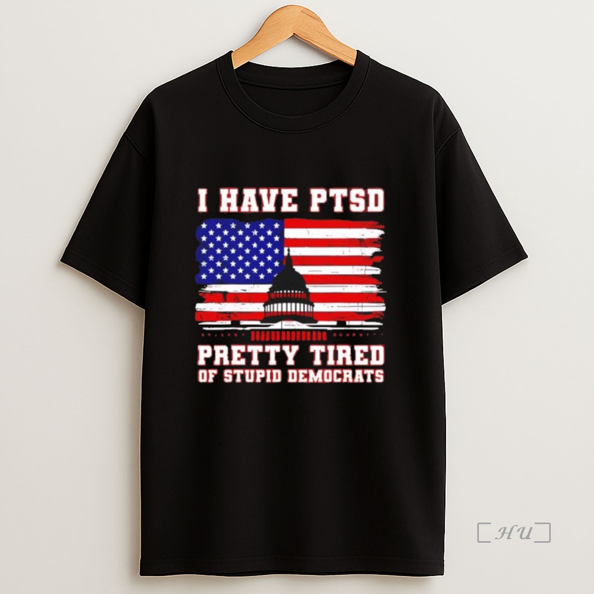 Officials I Have Ptsd Pretty Tired Of Stupid Democrat Retro America Flag Black Premium Shirt Sweatshirt Tee
