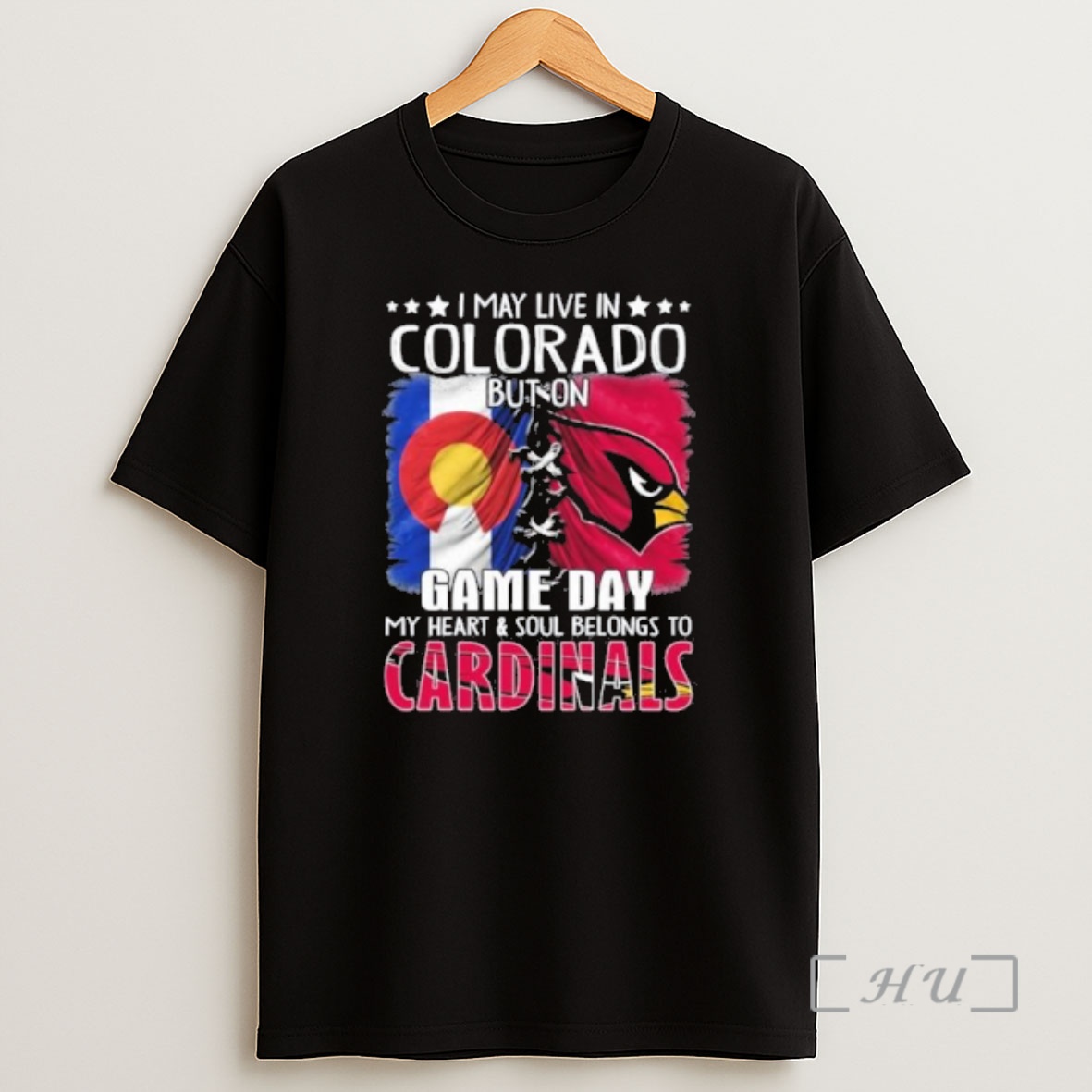 Officials I May Live In Colorado But On Gameday My Heart And Soul Belongs To Arizona Cardinals Premium Shirt Sweatshirt Tee