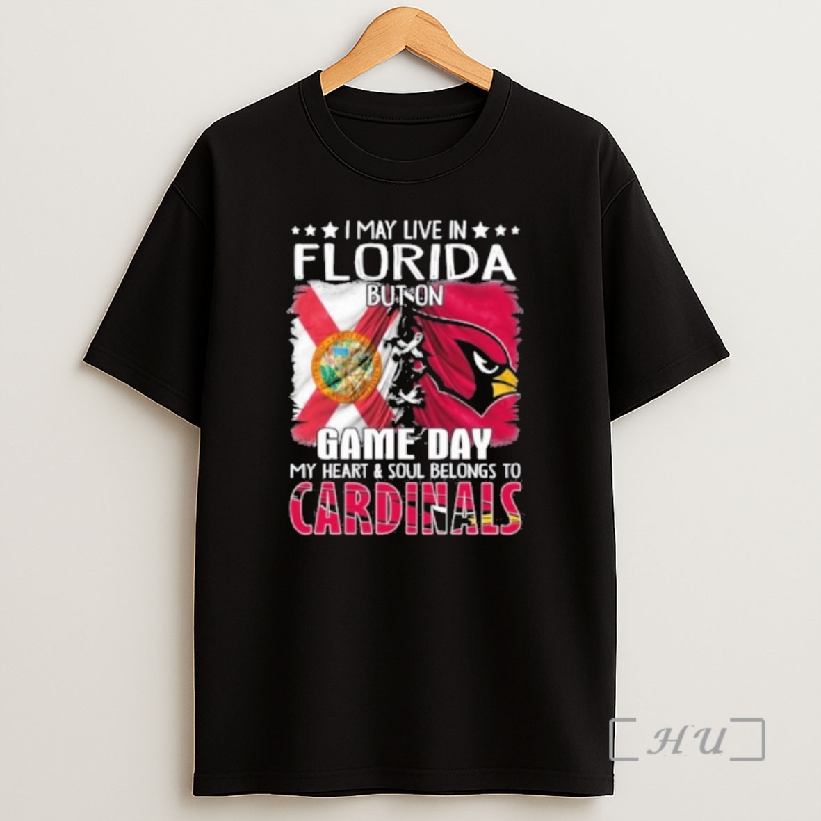 Officials I May Live In Florida But On Gameday My Heart And Soul Belongs To Arizona Cardinals Premium Shirt Sweatshirt Tee