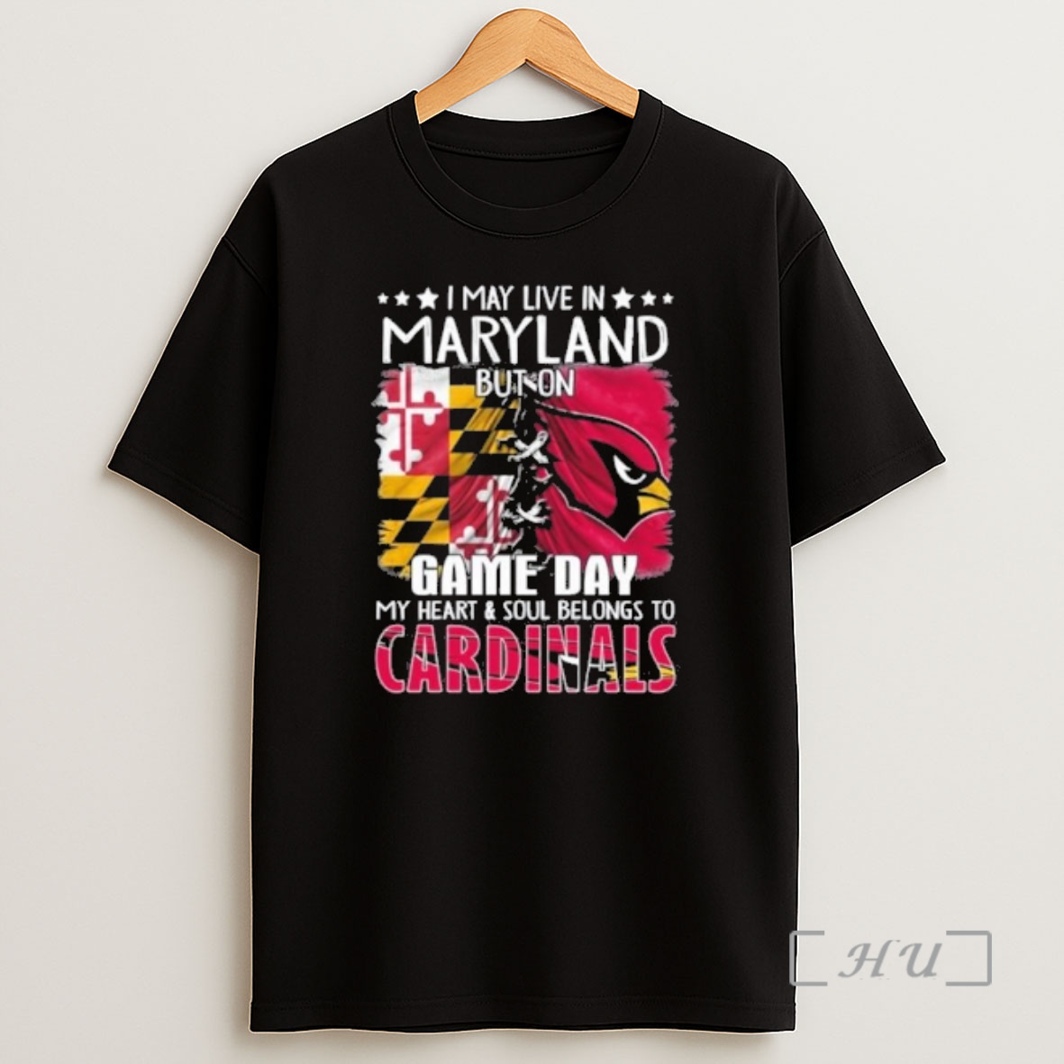 Officials I May Live In Maryland But On Gameday My Heart And Soul Belongs To Arizona Cardinals Premium Shirt Sweatshirt Tee