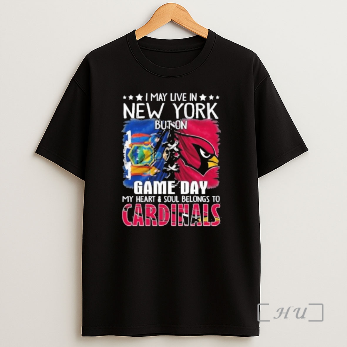 Officials I May Live In New York But On Gameday My Heart And Soul Belongs To Arizona Cardinals Premium Shirt Sweatshirt Tee