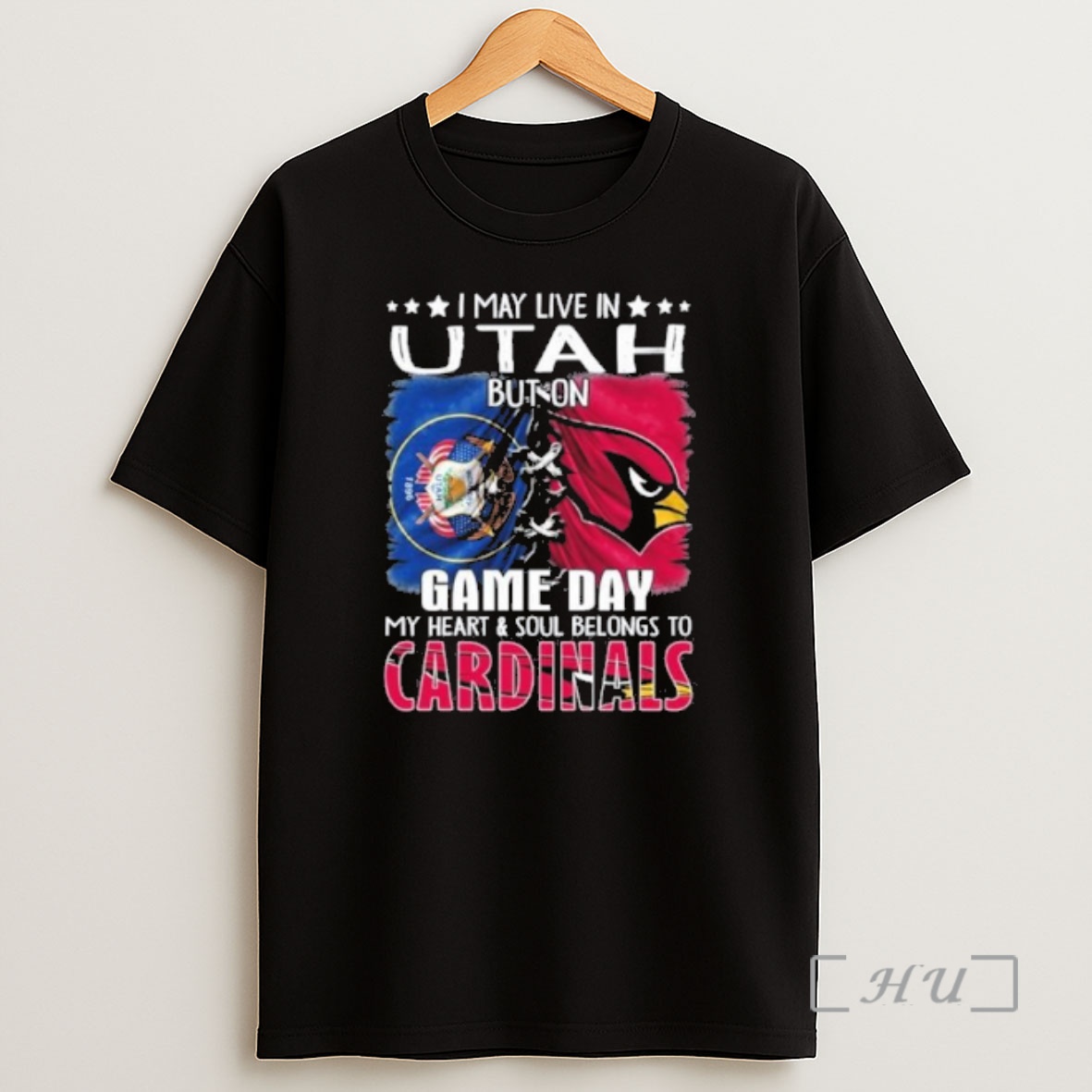 Officials I May Live In Utah But On Gameday My Heart And Soul Belongs To Arizona Cardinals Premium Shirt Sweatshirt Tee