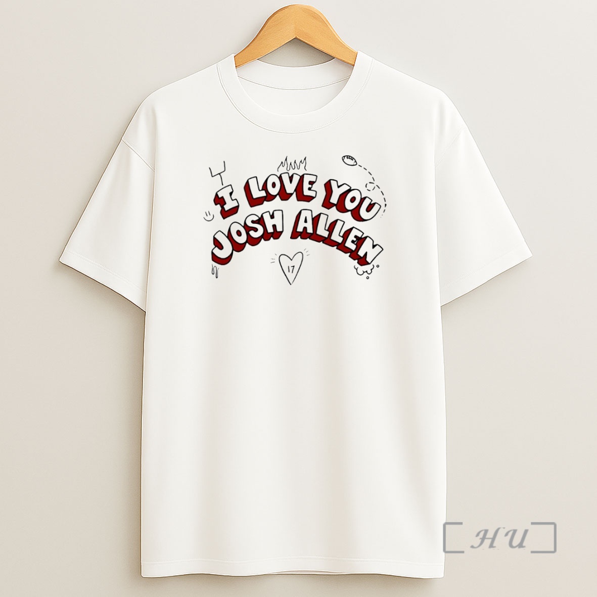 Officials I Love You Josh Allen Heart Football Doodle Premium Shirt Sweatshirt Tee