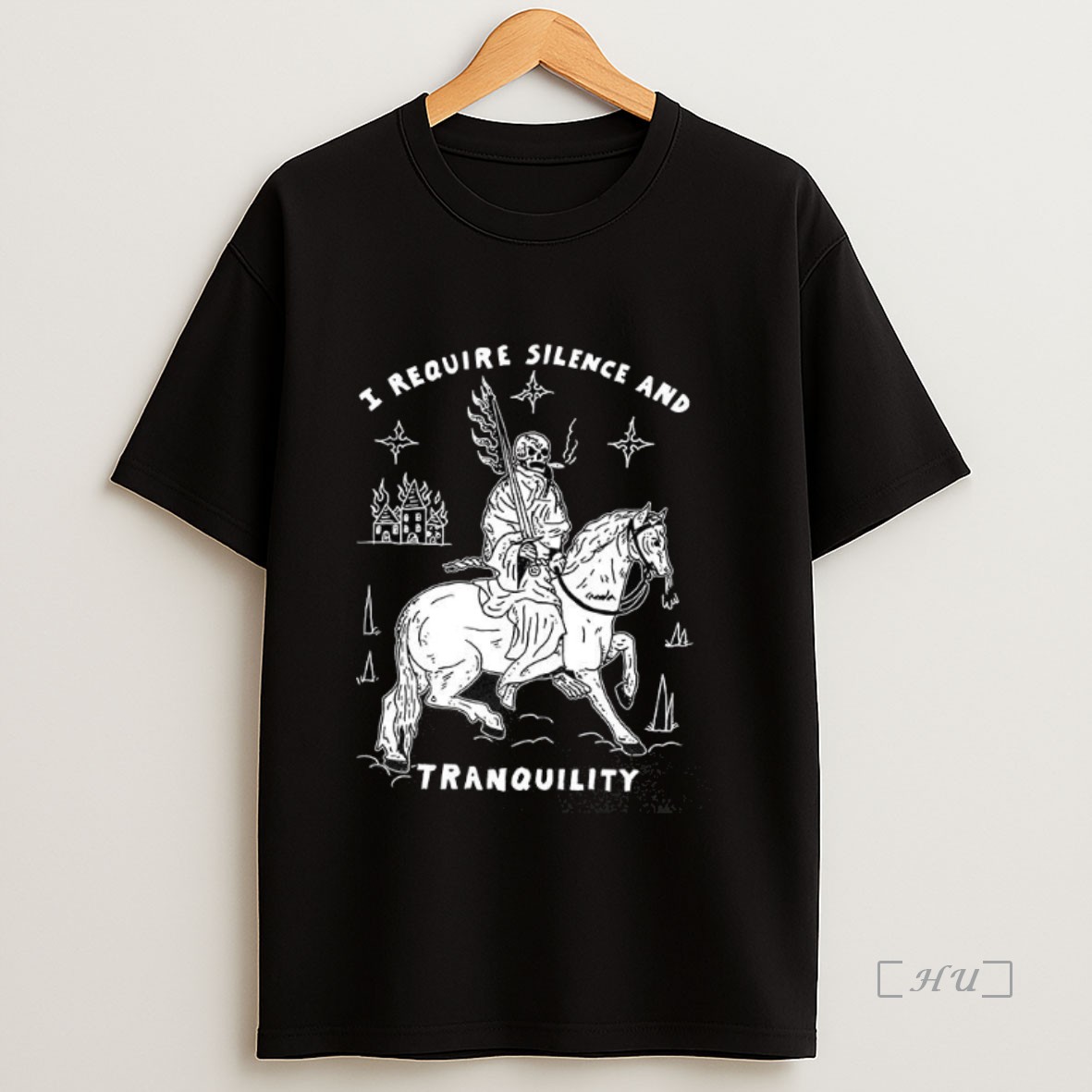Officials I Require Silence And Tranquility Horseback Skeleton Knight Premium Shirt Sweatshirt Tee