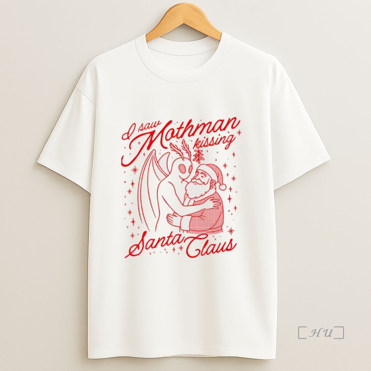 Officials I Saw Mothman Kissing Santa Claus Mythical Creatures Christmas Premium Shirt Sweatshirt Tee