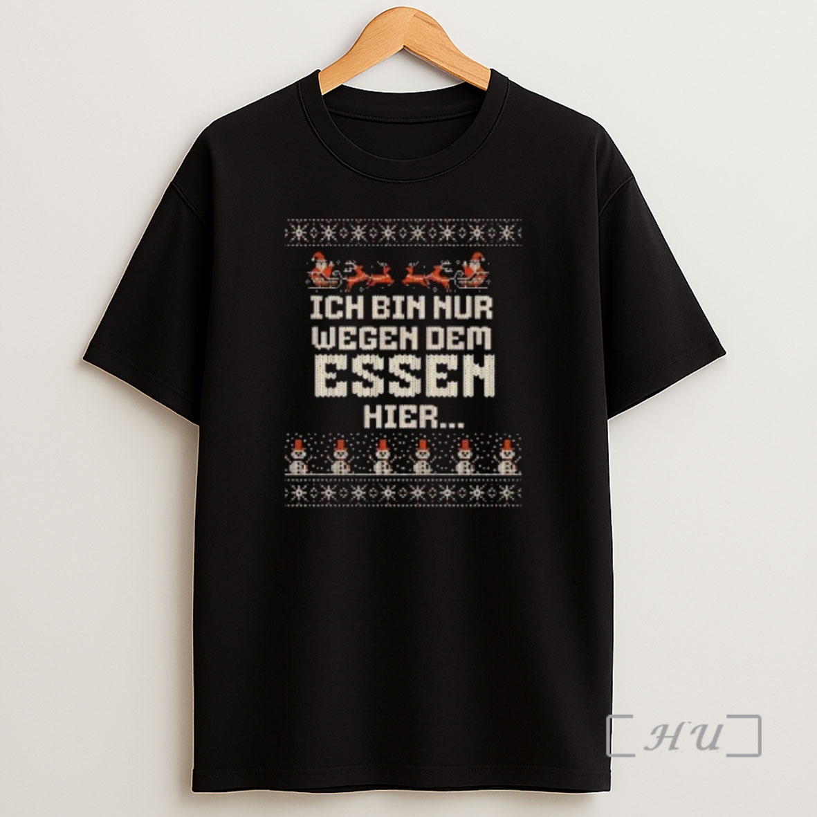 Officials Ich Bin Nur Wegen Dem Essen Hier Ugly Christmas Circle Black Premium Shirt Sweatshirt Tee