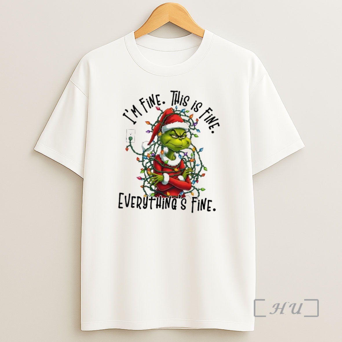 Officials Im Fine This Is Fine Everythings Fine Christmas Lights Grinch Tangled Premium Shirt Sweatshirt Tee