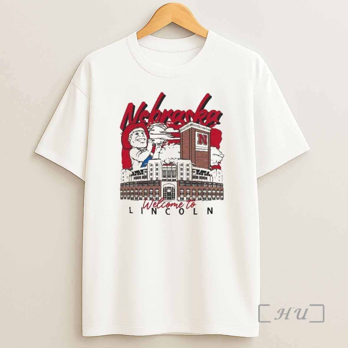 Officials Image One Natural Nebraska Huskers Comfort Colors Hand Drawn Campus Stack Premium Shirt Sweatshirt Tee