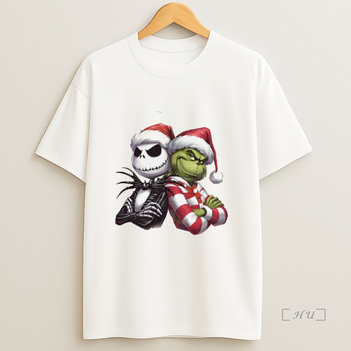 Officials Jack Skellington And Grinch Santa Hat Christmas Premium Shirt Sweatshirt Tee