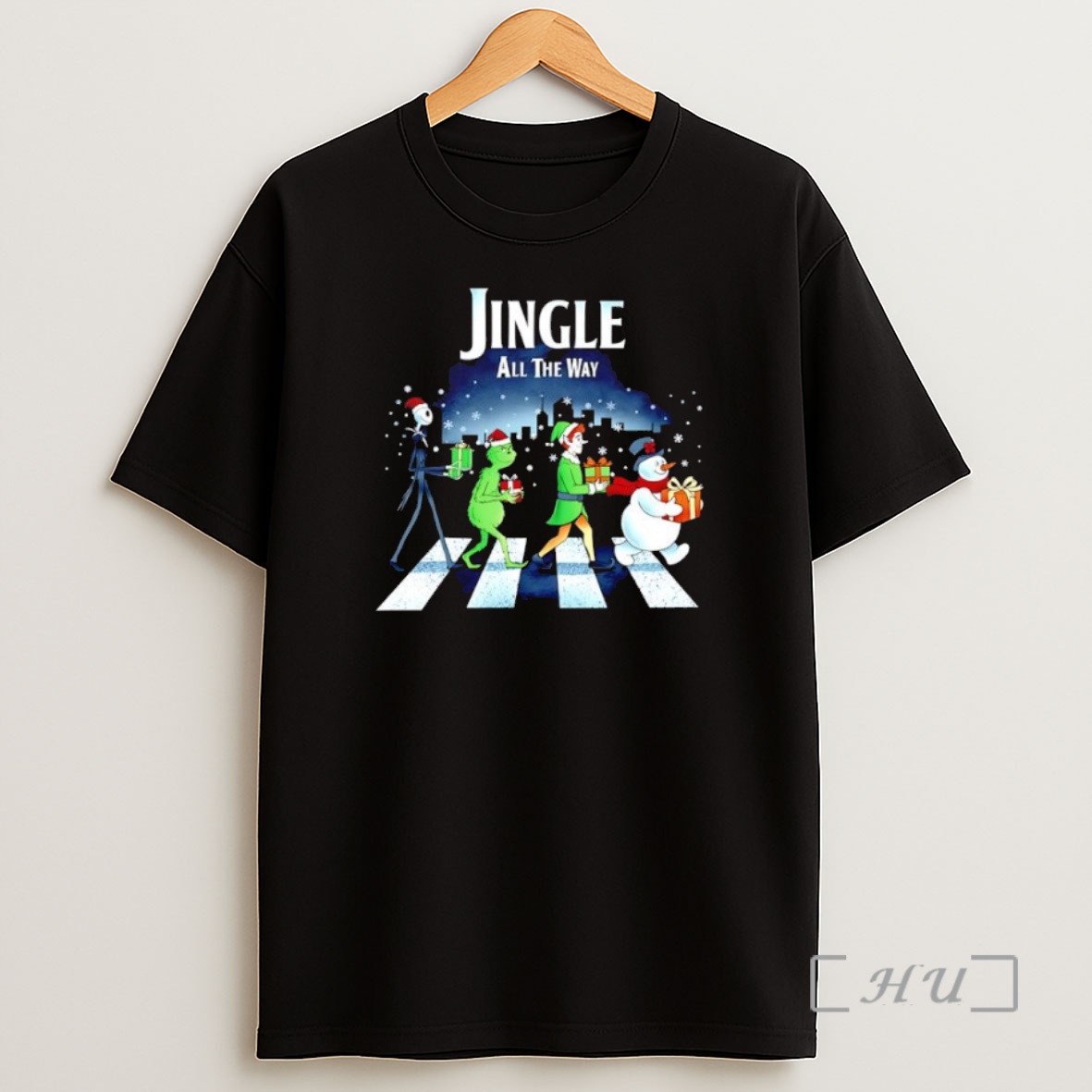 Officials Jack Skellington X Abbey Road Jingle All The Way Chrismas Graphic Premium Shirt Sweatshirt Tee