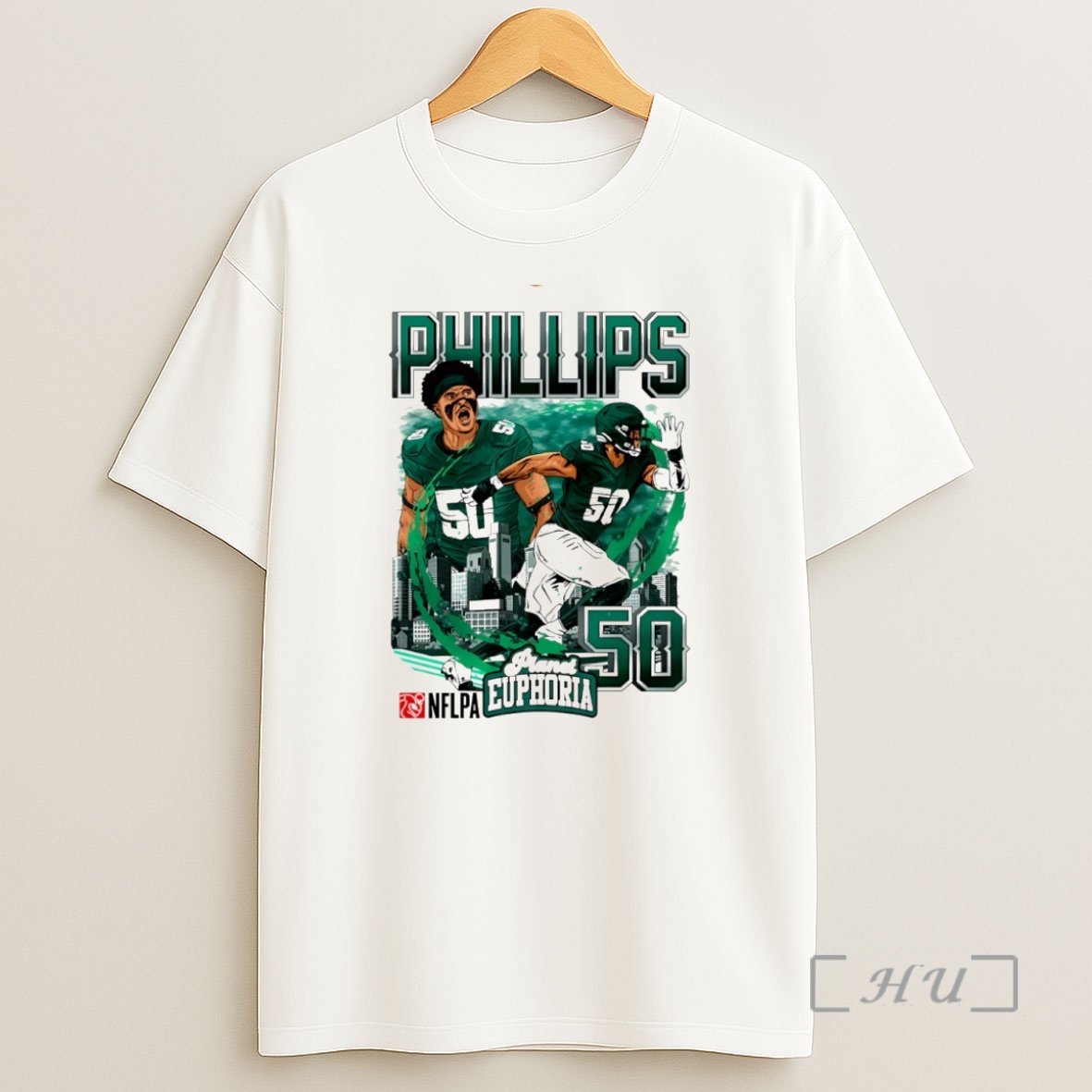 Officials Jaelan Phillips 50 Philadelphia Eagles Football Skyline Comic Circle Premium Shirt Sweatshirt Tee