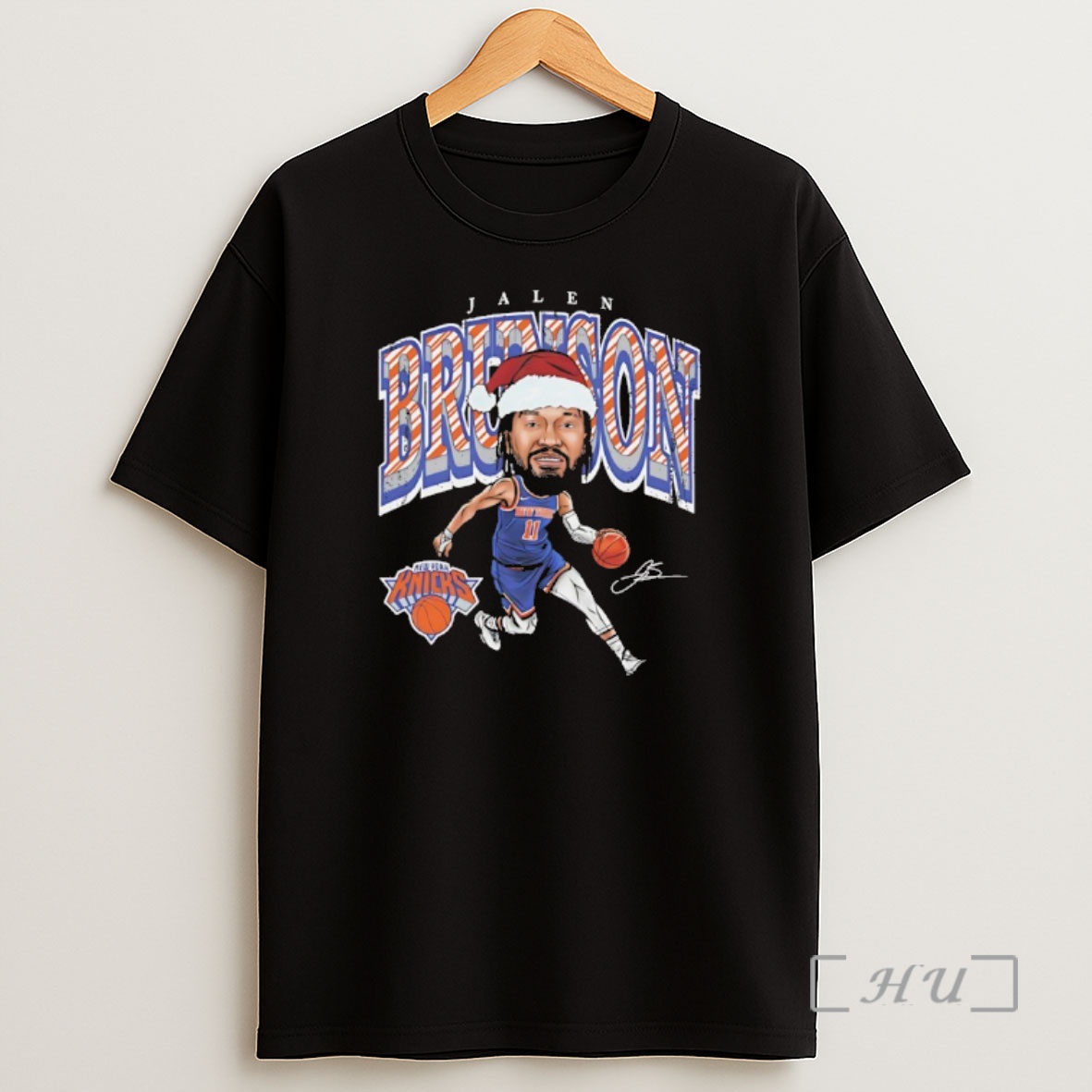 Officials Jalen Brunson New York Knicks In Christmas Santa Hat Signature Premium Shirt Sweatshirt Tee