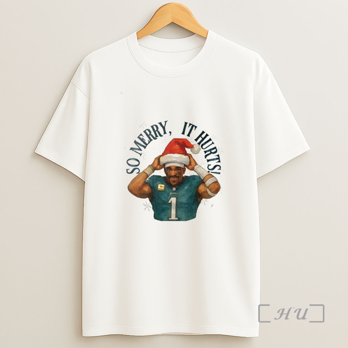 Officials Jalen Hurts Eagles Football Christmas So Merry It Hurts Premium Shirt Sweatshirt Tee