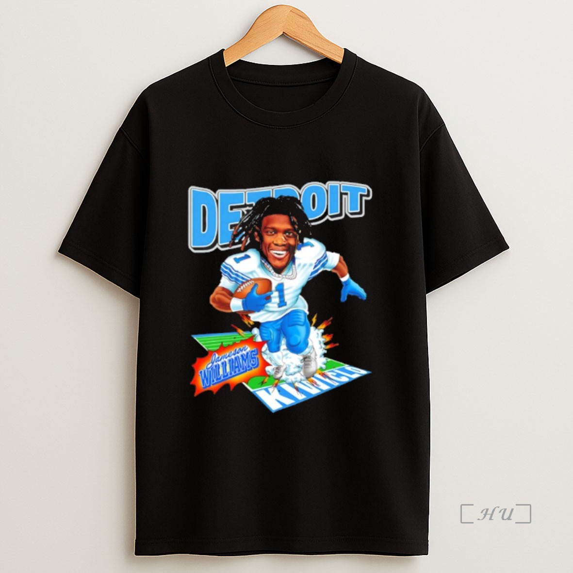 Officials Jameson Williams Running Detroit Lions Caricature Premium Shirt Sweatshirt Tee