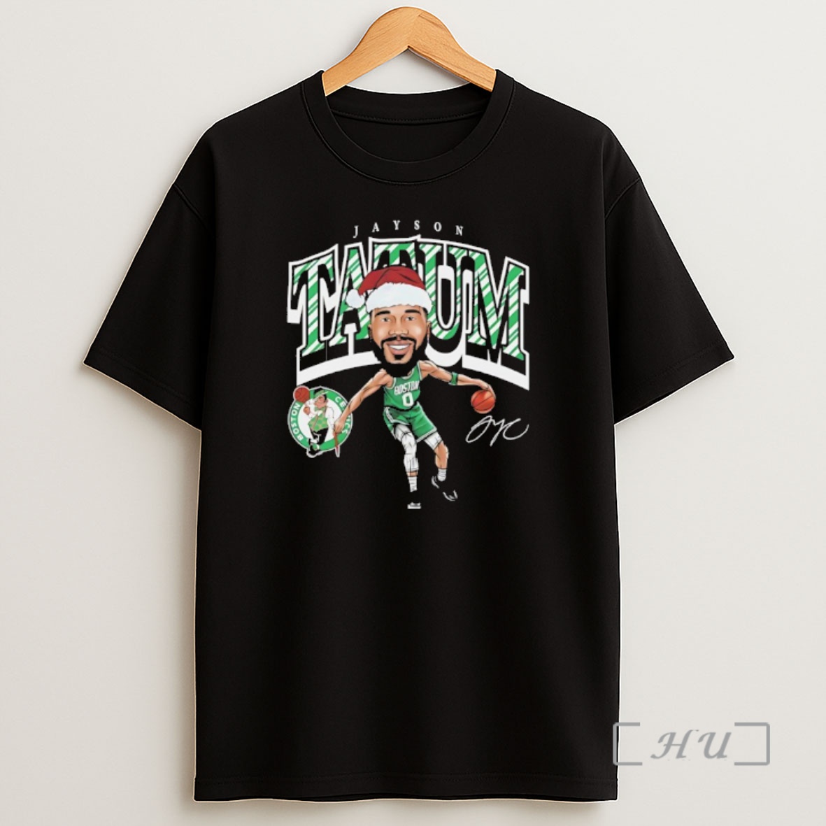 Officials Jayson Tatum Boston Celtics In Christmas Santa Hat Signature Premium Shirt Sweatshirt Tee