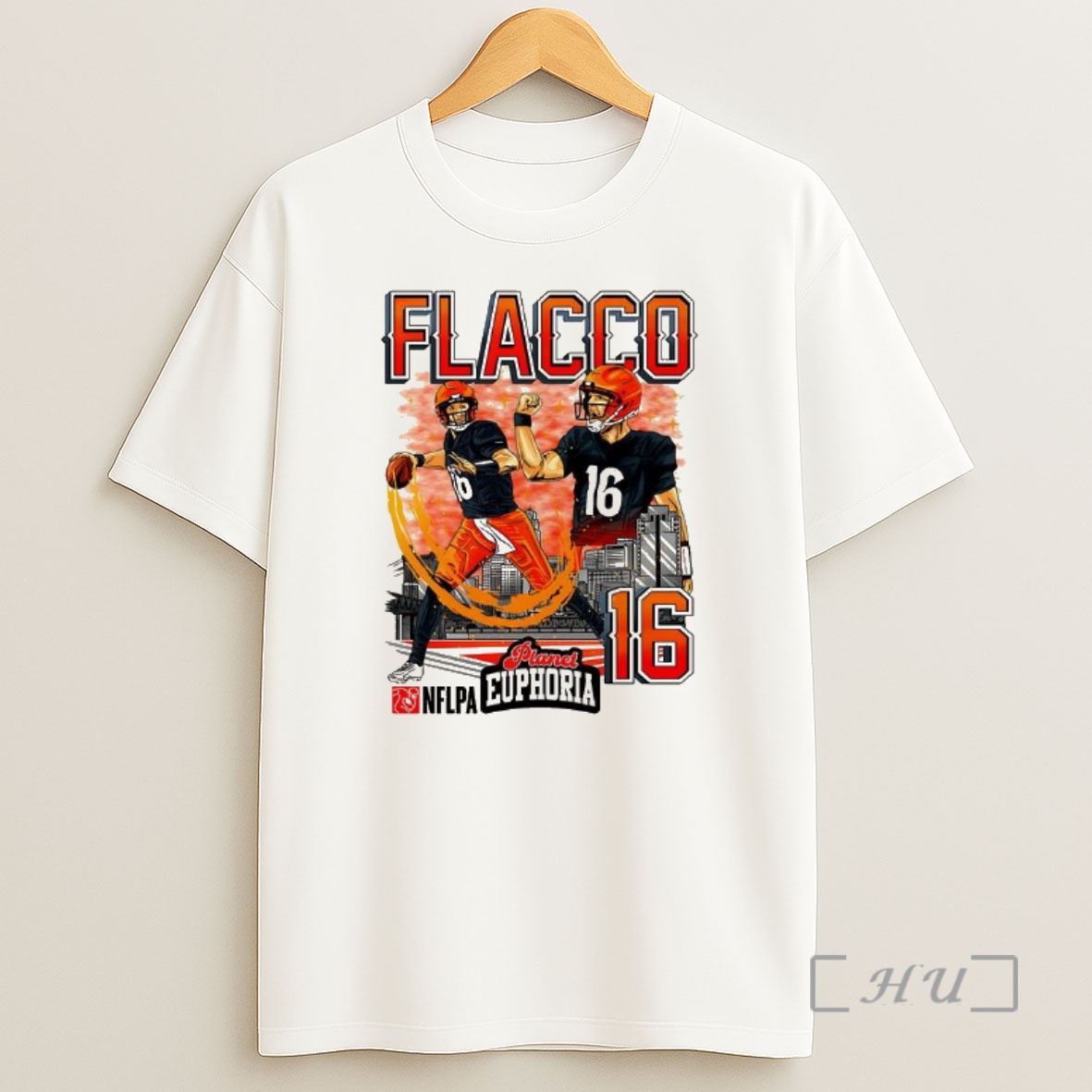 Officials Joe Flacco Cincinnati Bengals Football Number 16 Skyline Cartoon Premium Shirt Sweatshirt Tee