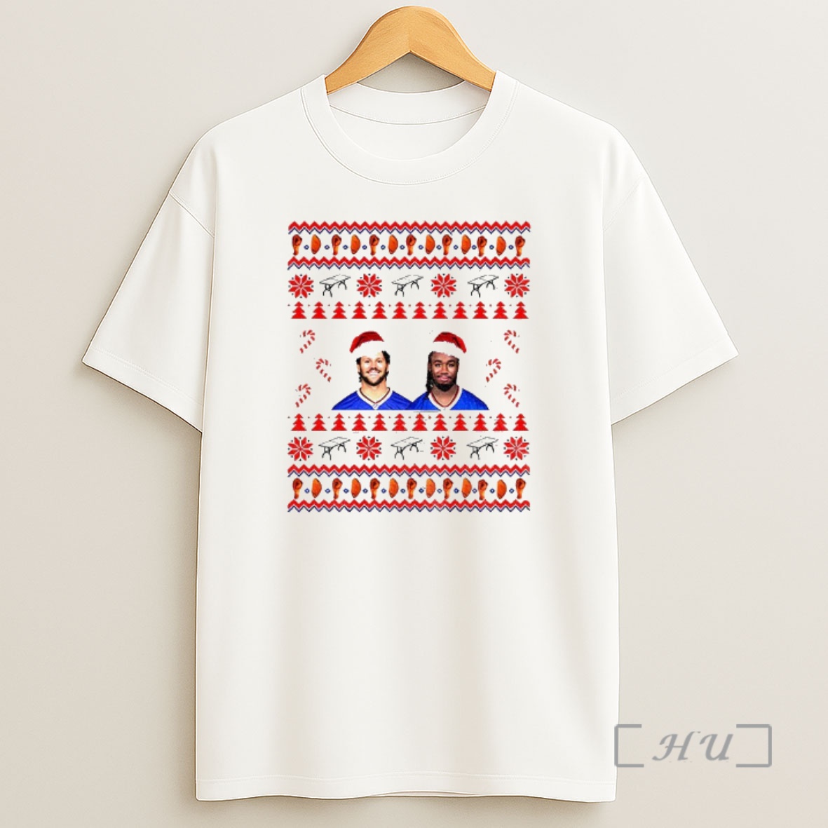 Officials Josh Allen And James Cook Buffalo Bills Nfl Santa Hat Merry Christmas Premium Shirt Sweatshirt Tee