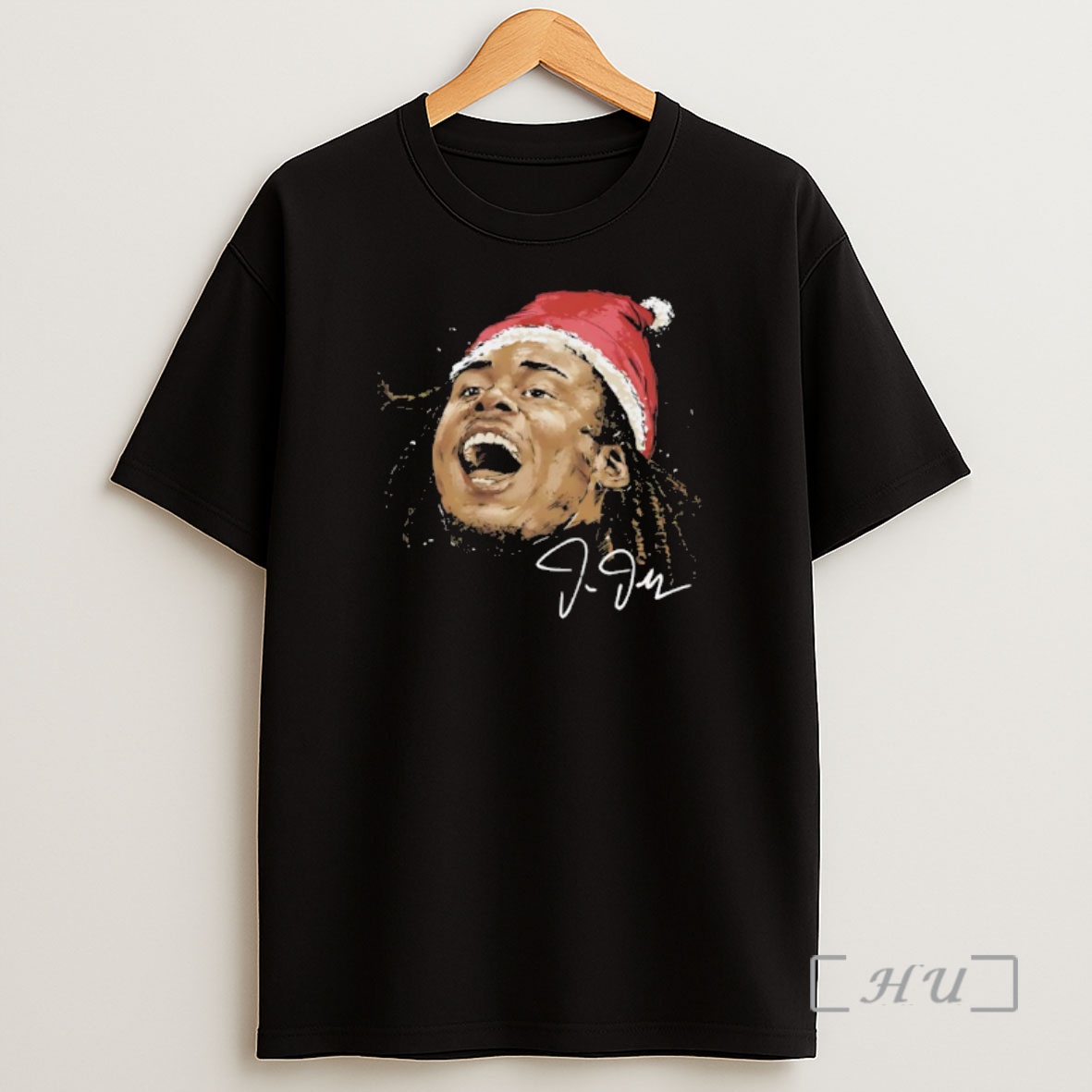 Officials Justin Jefferson Minnesota Vikings In Christmas Santa Hat Signature Premium Shirt Sweatshirt Tee