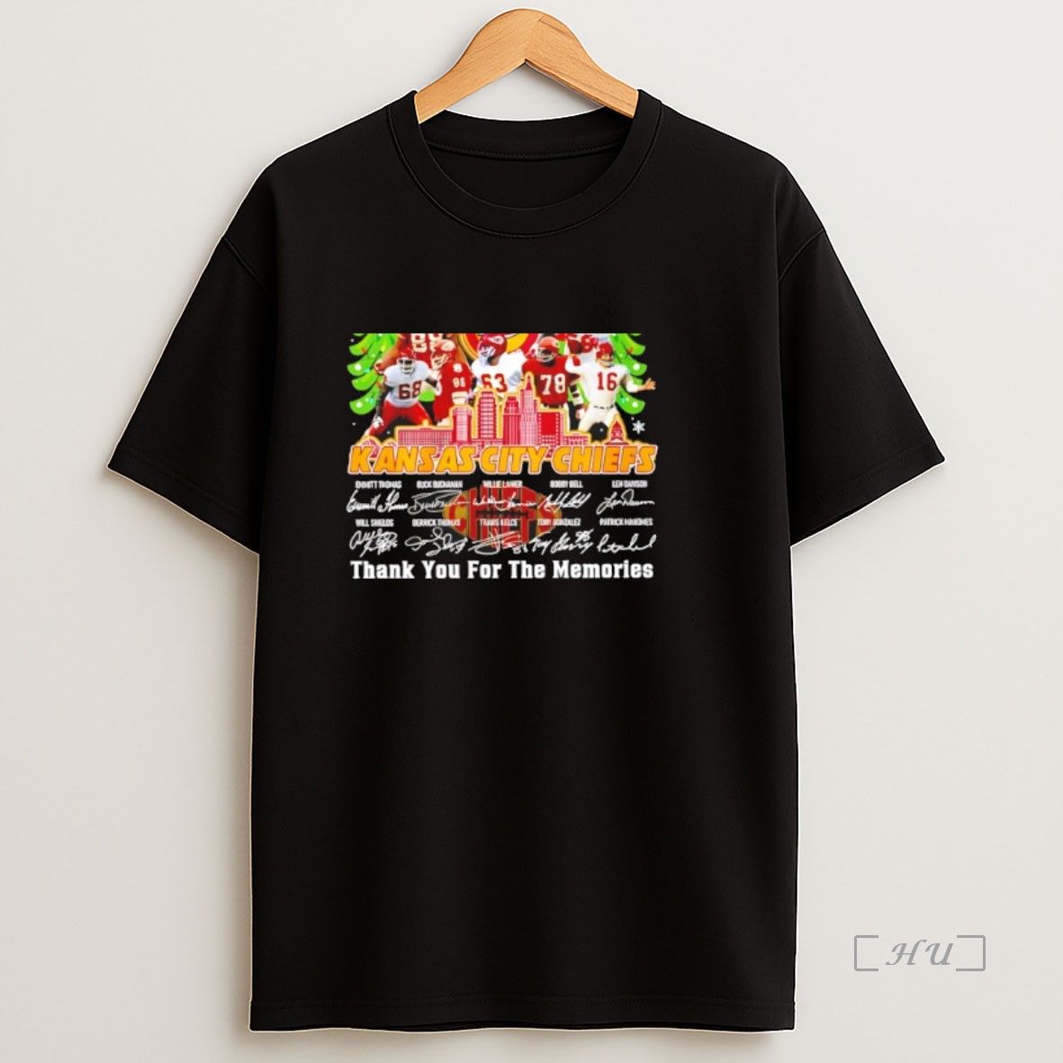 Officials Kansas City Chiefs Christmas 65th Anniversaty Thank You For The Memories Signatures Premium Shirt Sweatshirt Tee