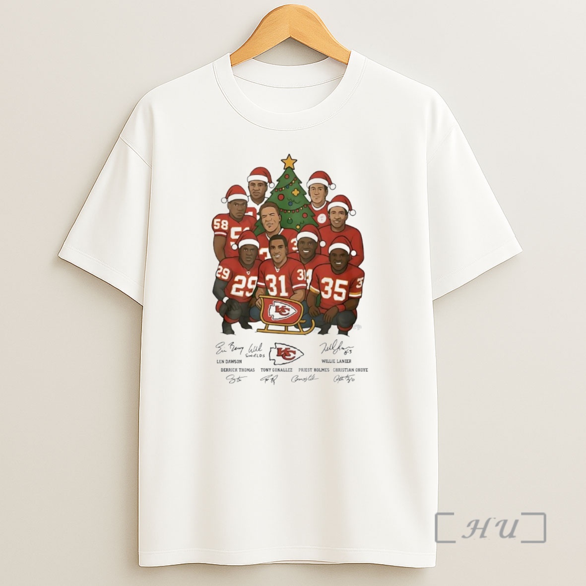 Officials Kansas City Chiefs Signatures Under Christmas Tree Premium Shirt Sweatshirt Tee