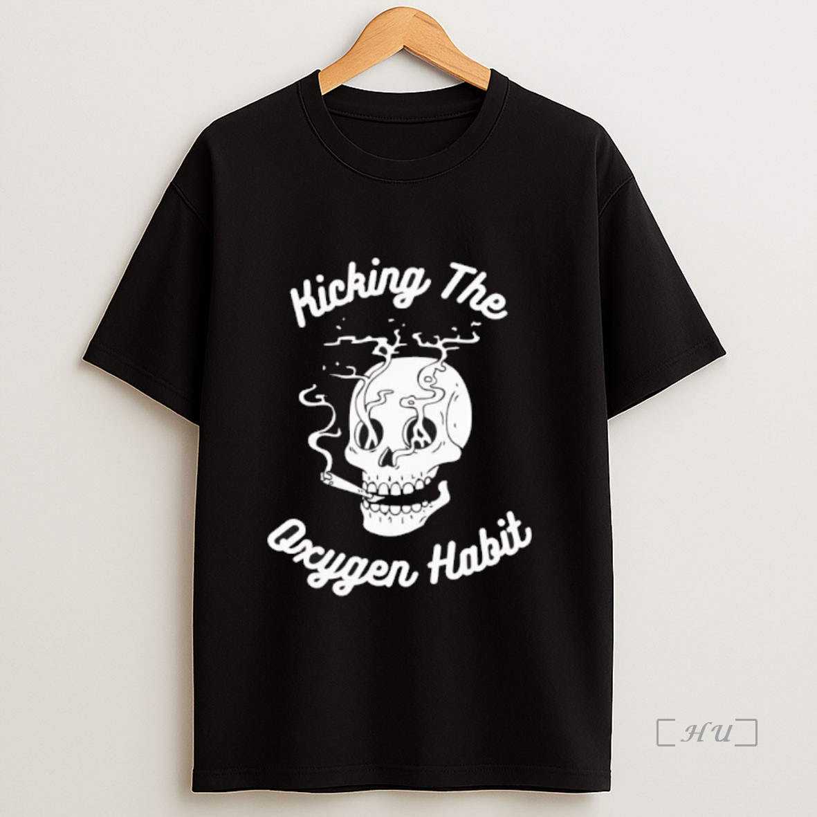 Officials Kicking The Oxygen Habit Skull Smoking Black Premium Shirt Sweatshirt Tee