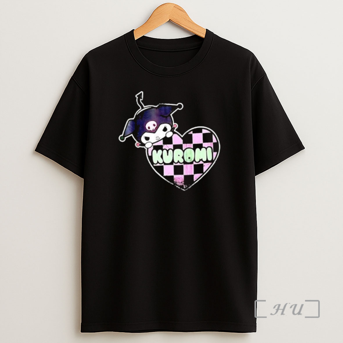 Officials Kuromi Pink And Black Checkered Heart Cartoon Premium Shirt Sweatshirt Tee
