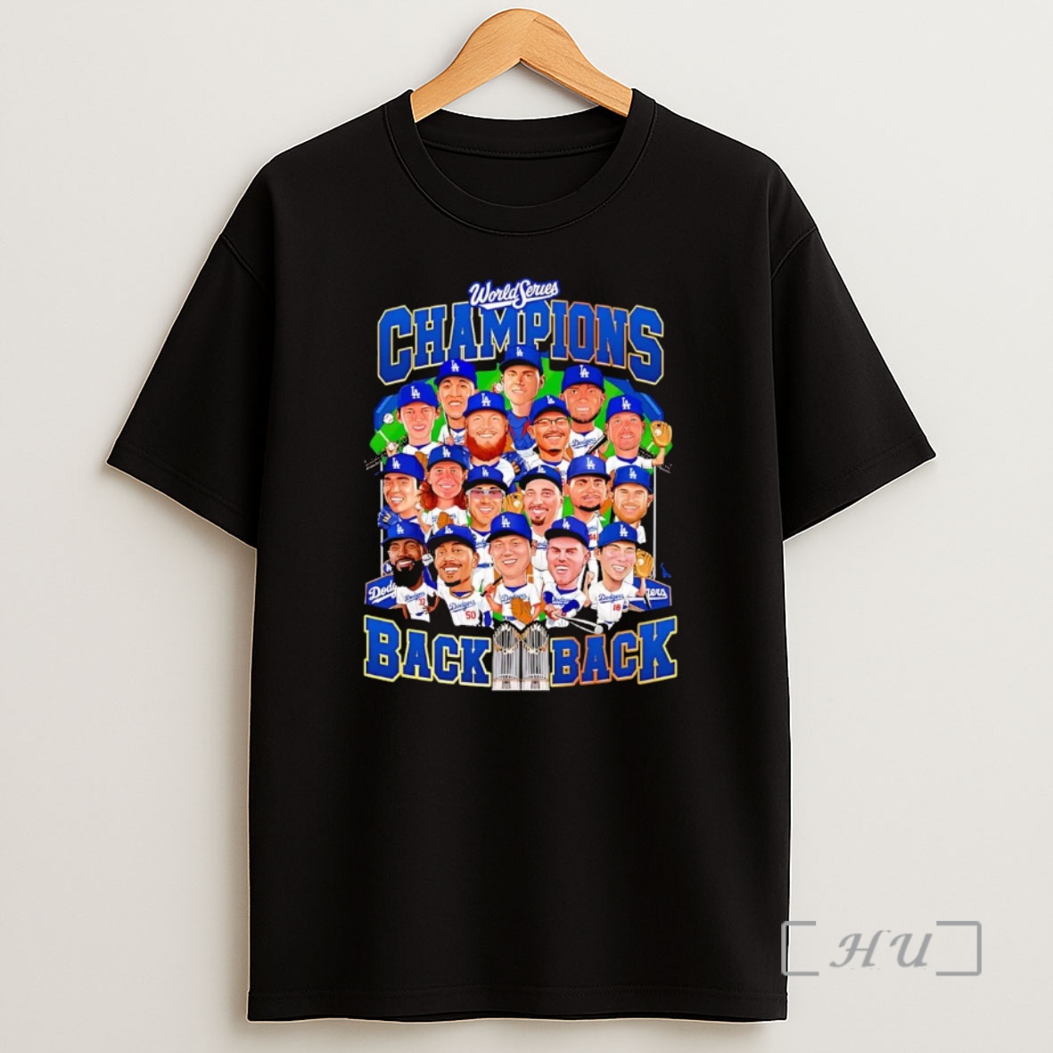Officials La Dodgers World Series Champions Back To Back Trophy Caricature Premium Shirt Sweatshirt Tee