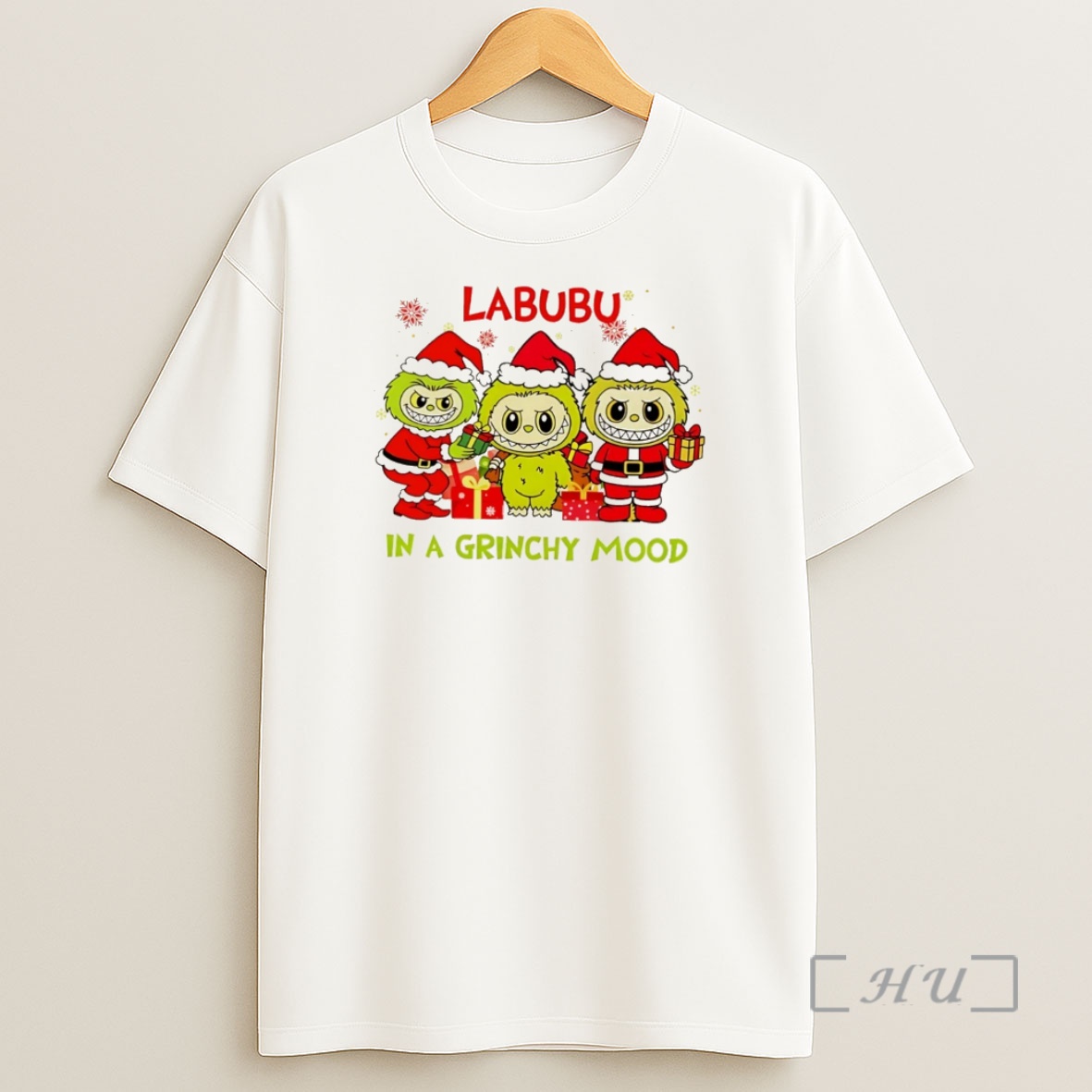 Officials Labubu Santa In A Grinchy Mood Christmas Christmas Premium Shirt Sweatshirt Tee