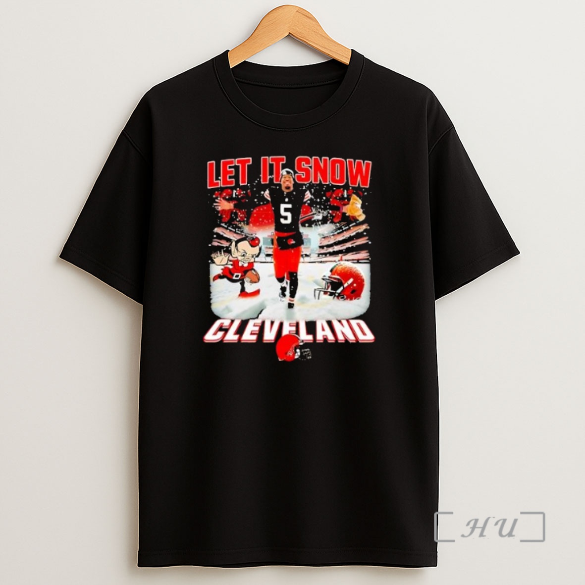 Officials Let It Snow Cleveland Browns Number 5 Player Premium Shirt Sweatshirt Tee