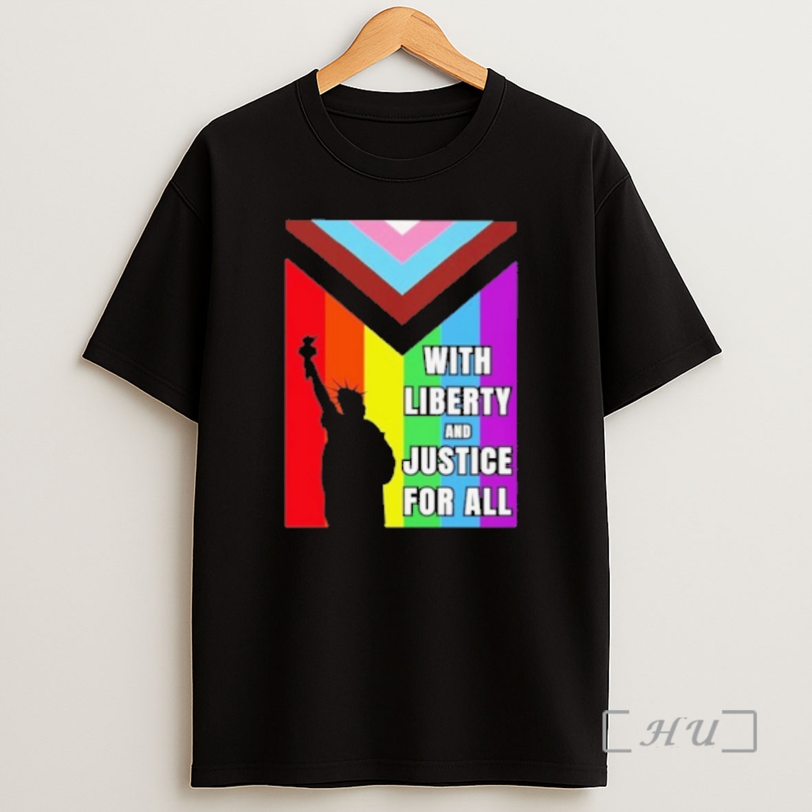 Officials Liberty Of Statue With Liberty And Justice For All Pride Flag Premium Shirt Sweatshirt Tee