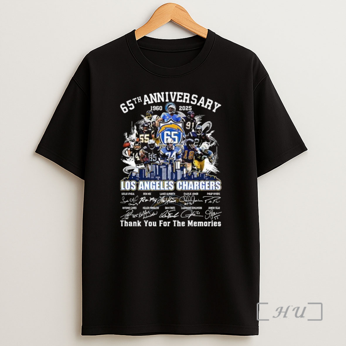 Officials Los Angeles Chargers 65th Anniversary 1960 2025 Thank You For The Memories Signature Premium Shirt Sweatshirt Tee