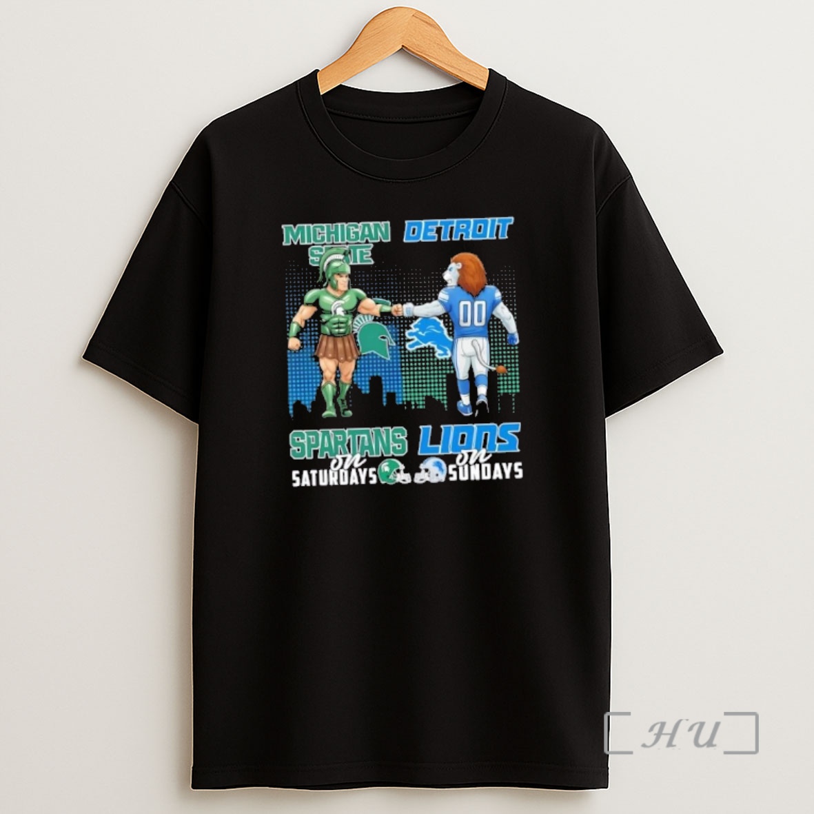 Officials Mascots Michigan State Spartans On Saturdays X Detroit Lions On Sundays Skyline Premium Shirt Sweatshirt Tee