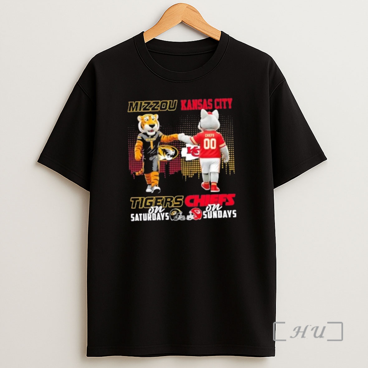 Officials Mascots Missouri Tigers On Saturdays X Kansas City Chiefs On Sundays Skyline Premium Shirt Sweatshirt Tee