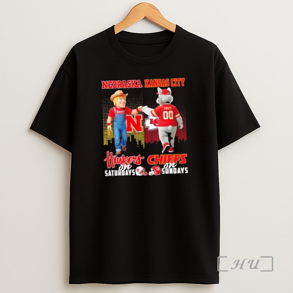Officials Mascots Nebraska Cornhuskers On Saturdays X Kansas City Chiefs On Sundays Skyline Premium Shirt Sweatshirt Tee