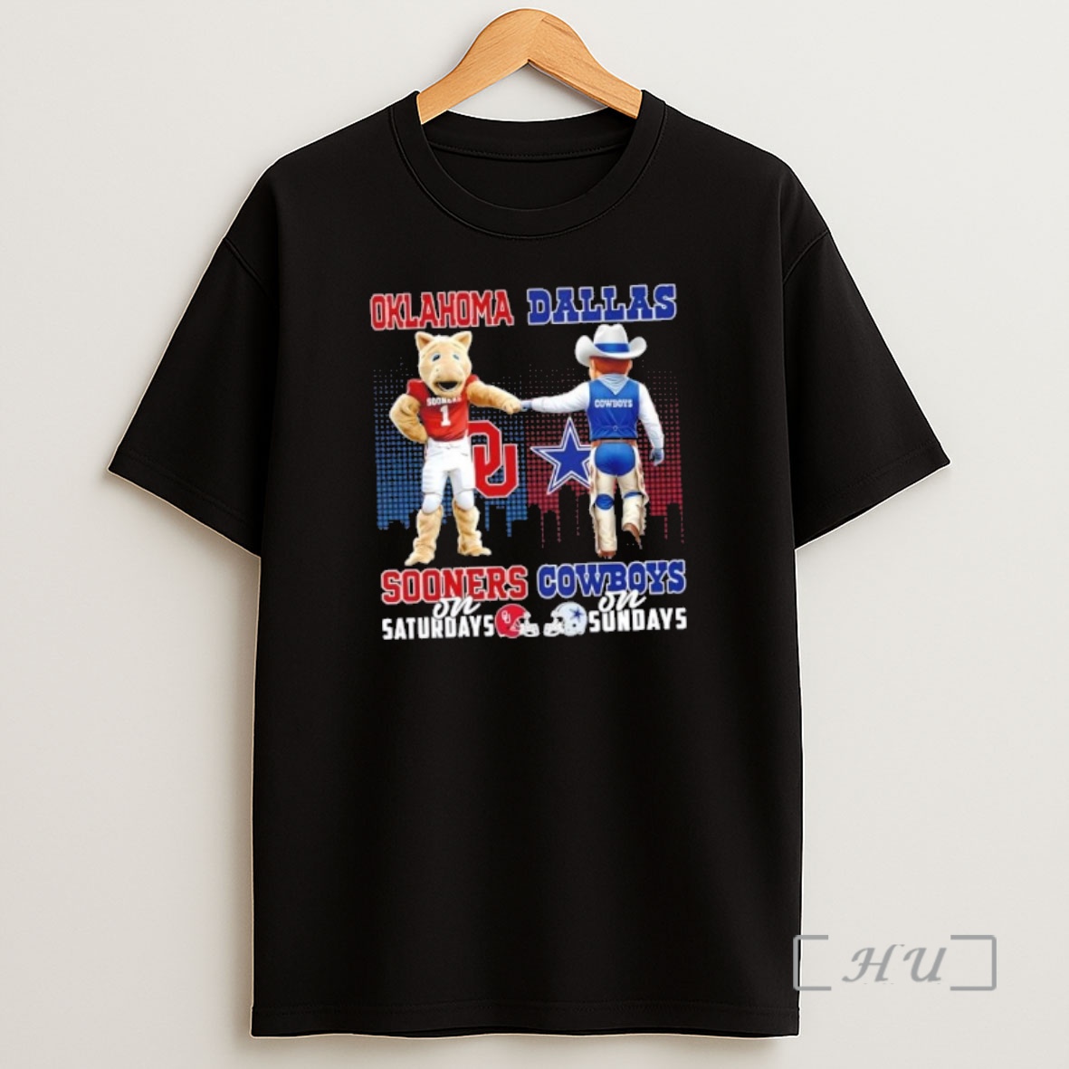 Officials Mascots Oklahoma Sooners On Saturdays X Dallas Cowboys On Sundays Skyline Premium Shirt Sweatshirt Tee