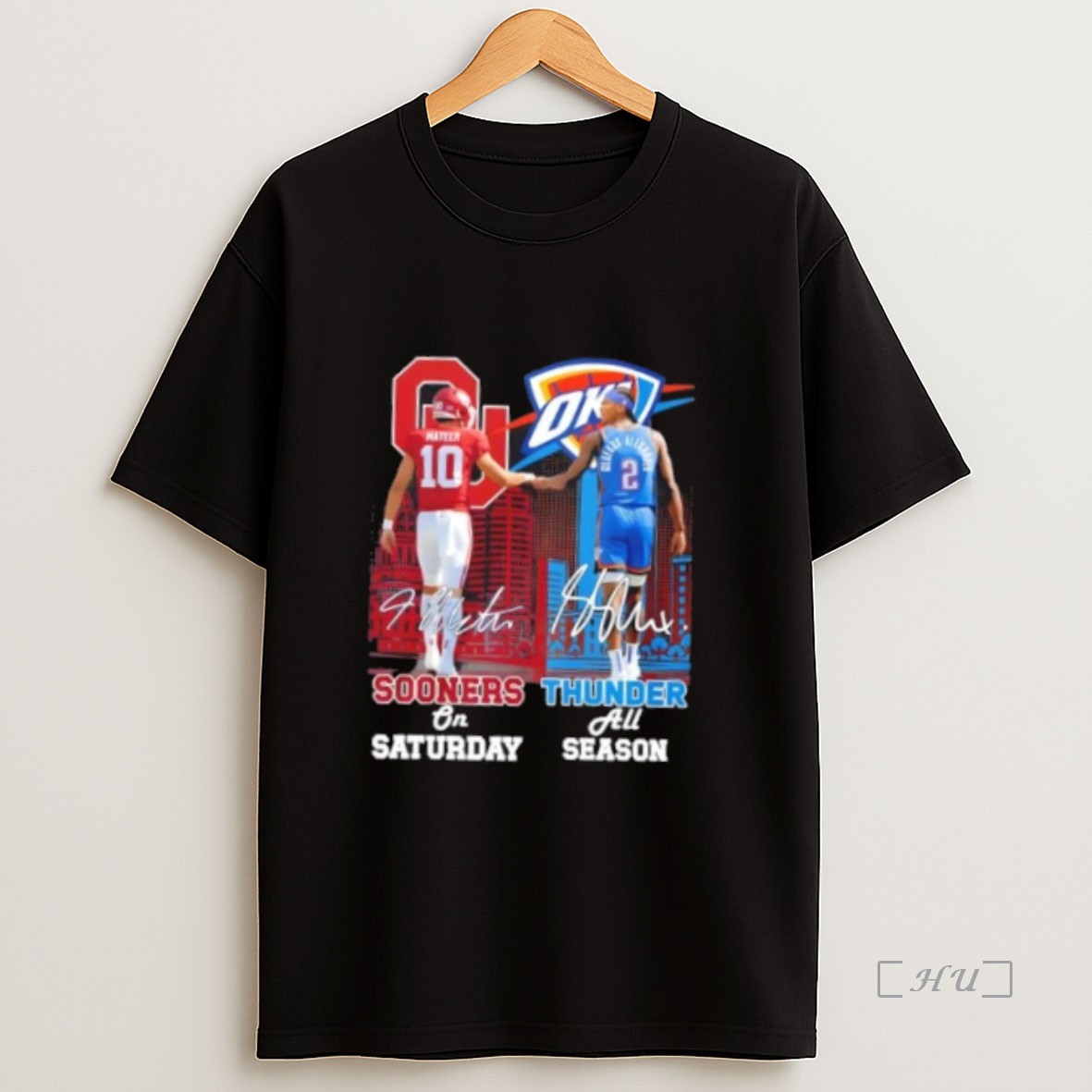 Officials Mateer Oklahoma Sooners On Saturday X Shai Gilgeous Alexander Okc Thunder All Season Skyline Premium Shirt Sweatshirt Tee