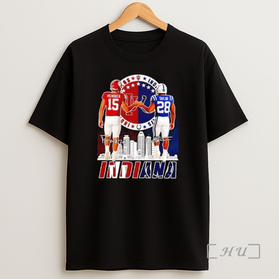 Officials Mendoza 15 Indiana Hoosiers And Taylor 28 Indianapolis Colts Signatures Premium Shirt Sweatshirt Tee
