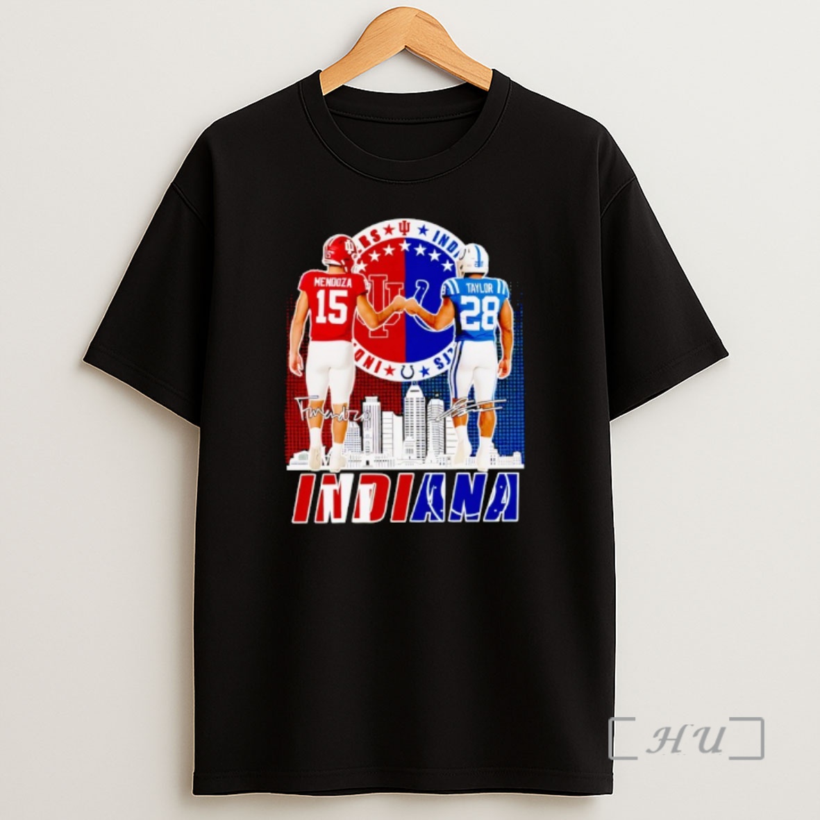 Officials Mendoza Indiana Hoosiers And Taylor Indianapolis Colts Shaking Hands Signatures Premium Shirt Sweatshirt Tee