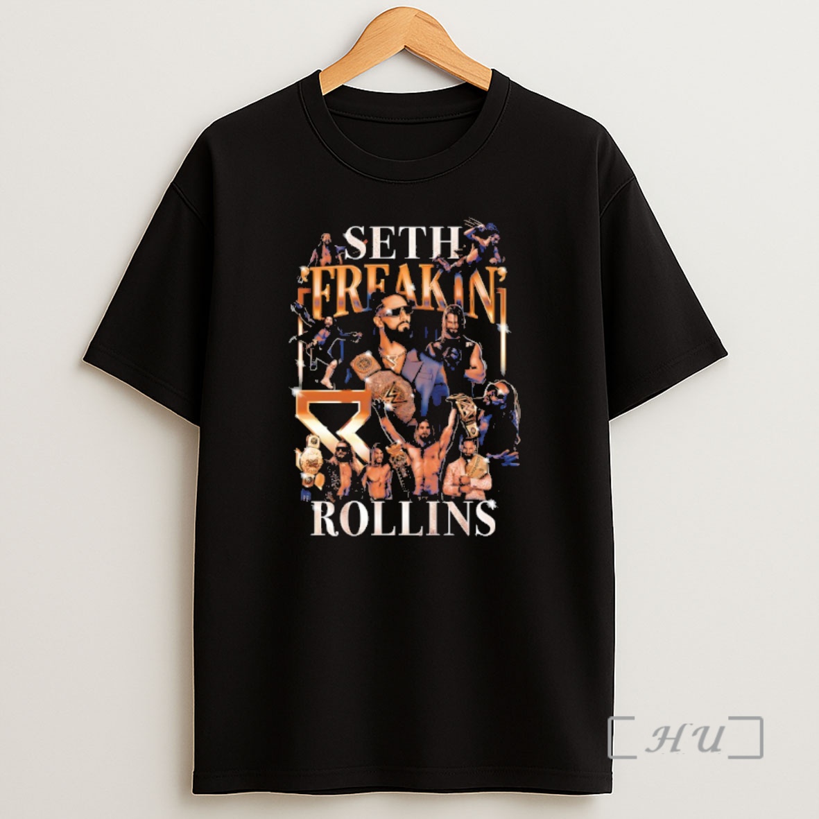 Officials Mens Black Seth Rollins Montage Boxy Premium Shirt Sweatshirt Tee