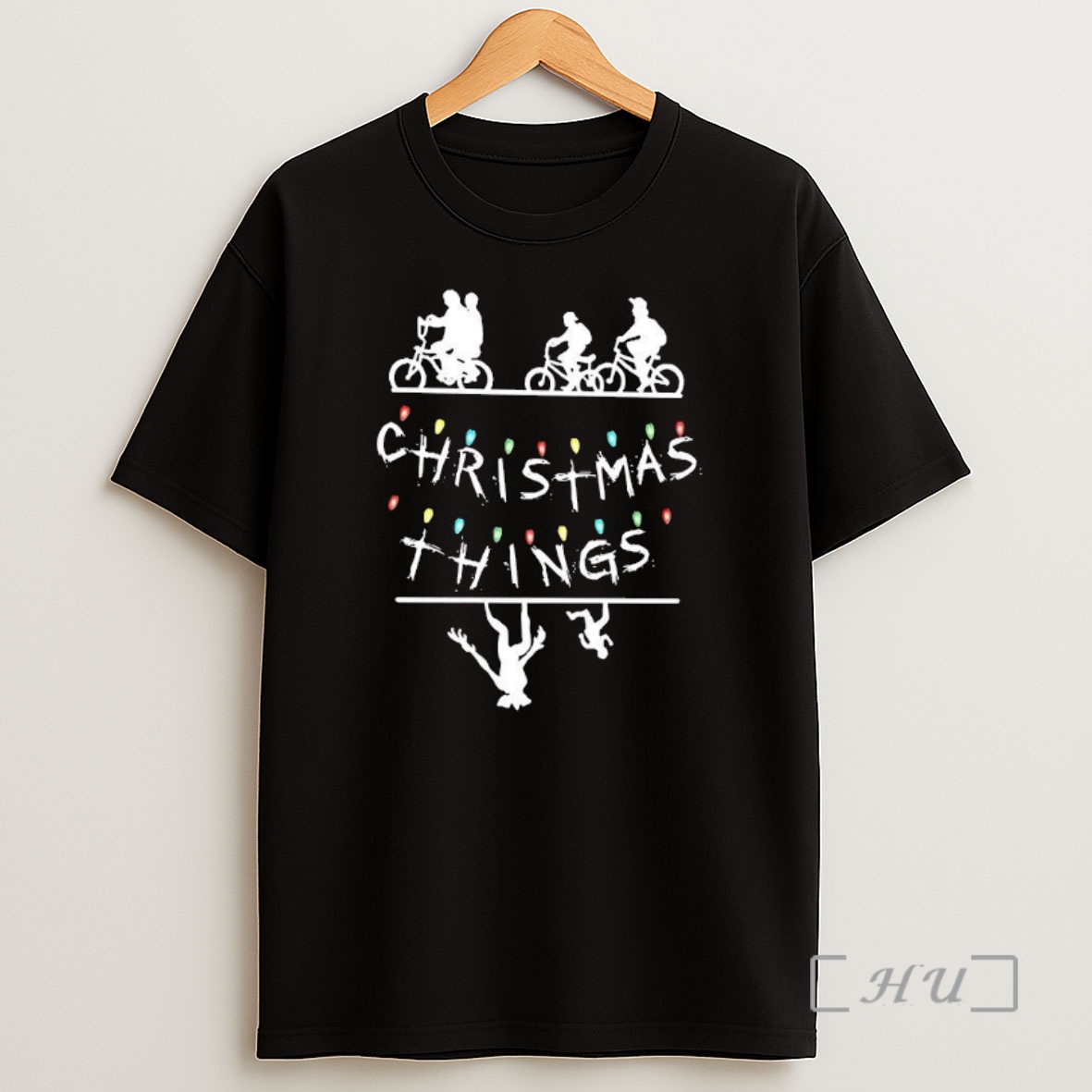 Officials Merry Christmas String Lights Upside Down Silhouette Retro Premium Shirt Sweatshirt Tee