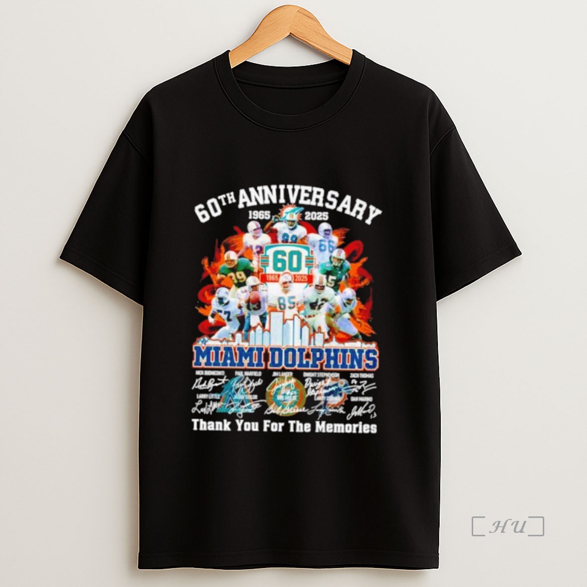 Officials Miami Dolphins 60th Anniversary 1965 2025 Thank You For The Memories Signatures Premium Shirt Sweatshirt Tee