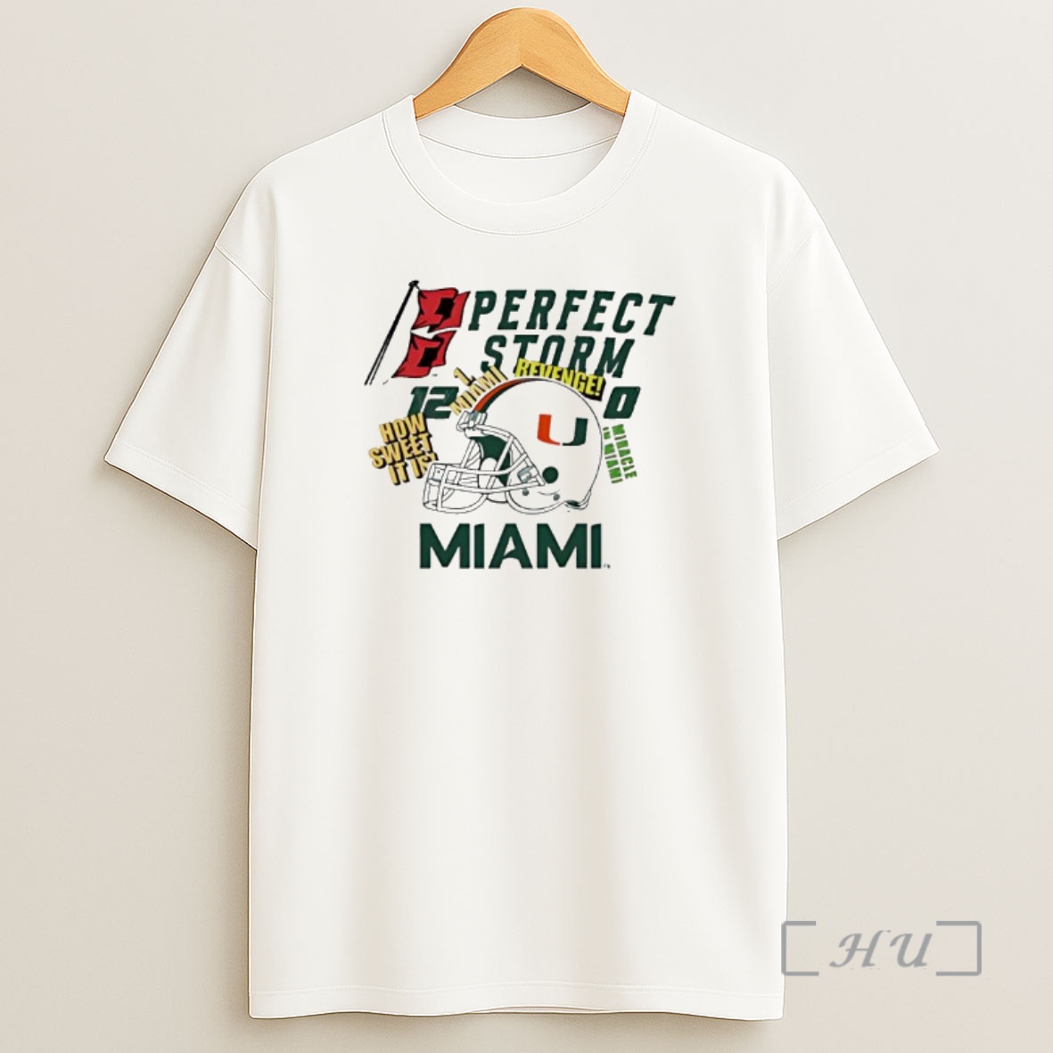 Officials Miami Hurricanes Miracle In Miami Perfect Storm Helmet Logo Premium Shirt Sweatshirt Tee
