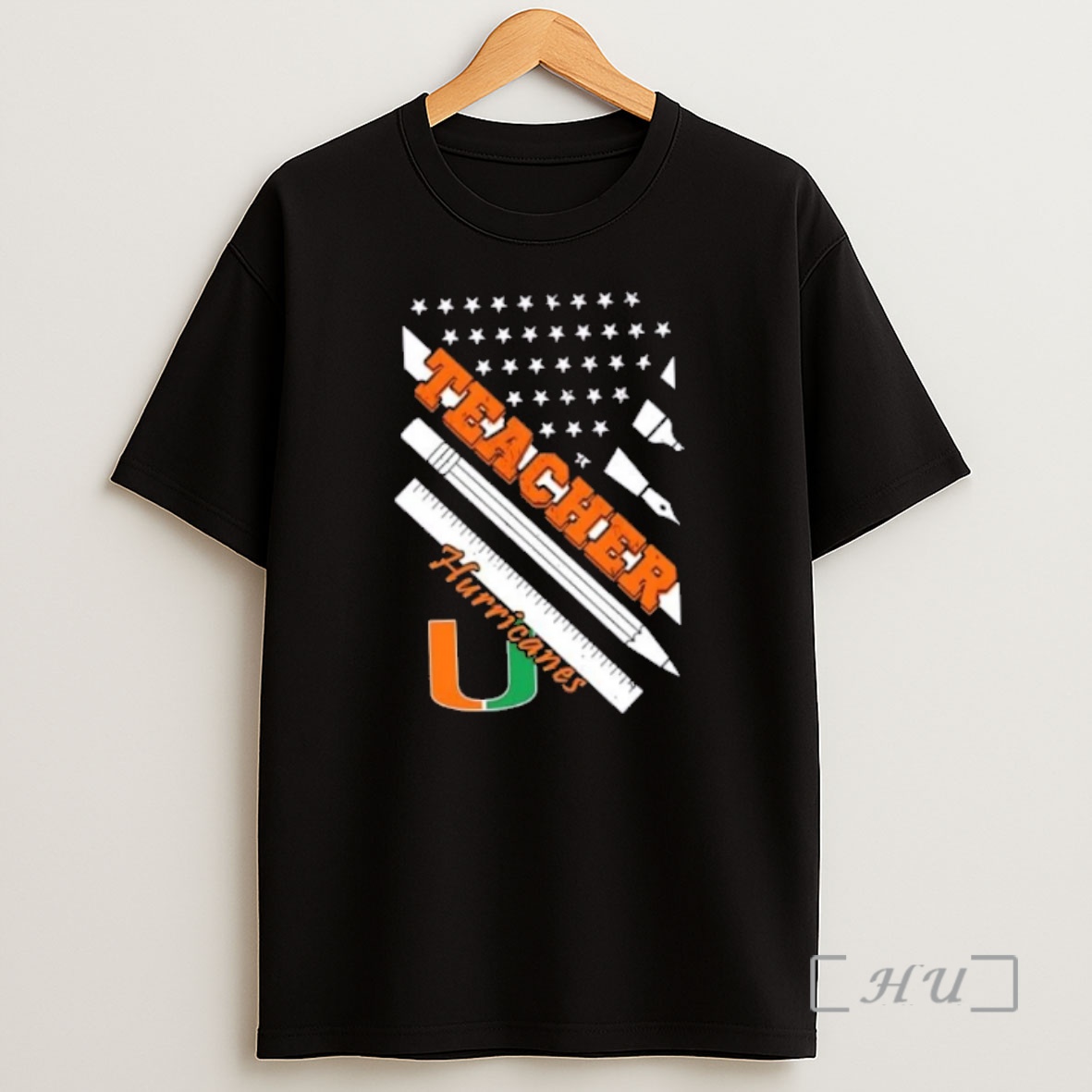 Officials Miami Hurricanes X Teacher American Flag Premium Shirt Sweatshirt Tee