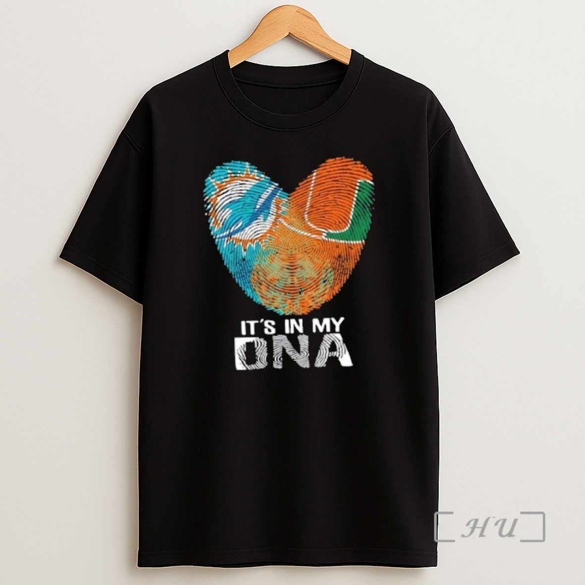 Officials Miami City Sports Dolphins X Hurricanes Its In My Dna Fingerprint Heart Premium Shirt Sweatshirt Tee